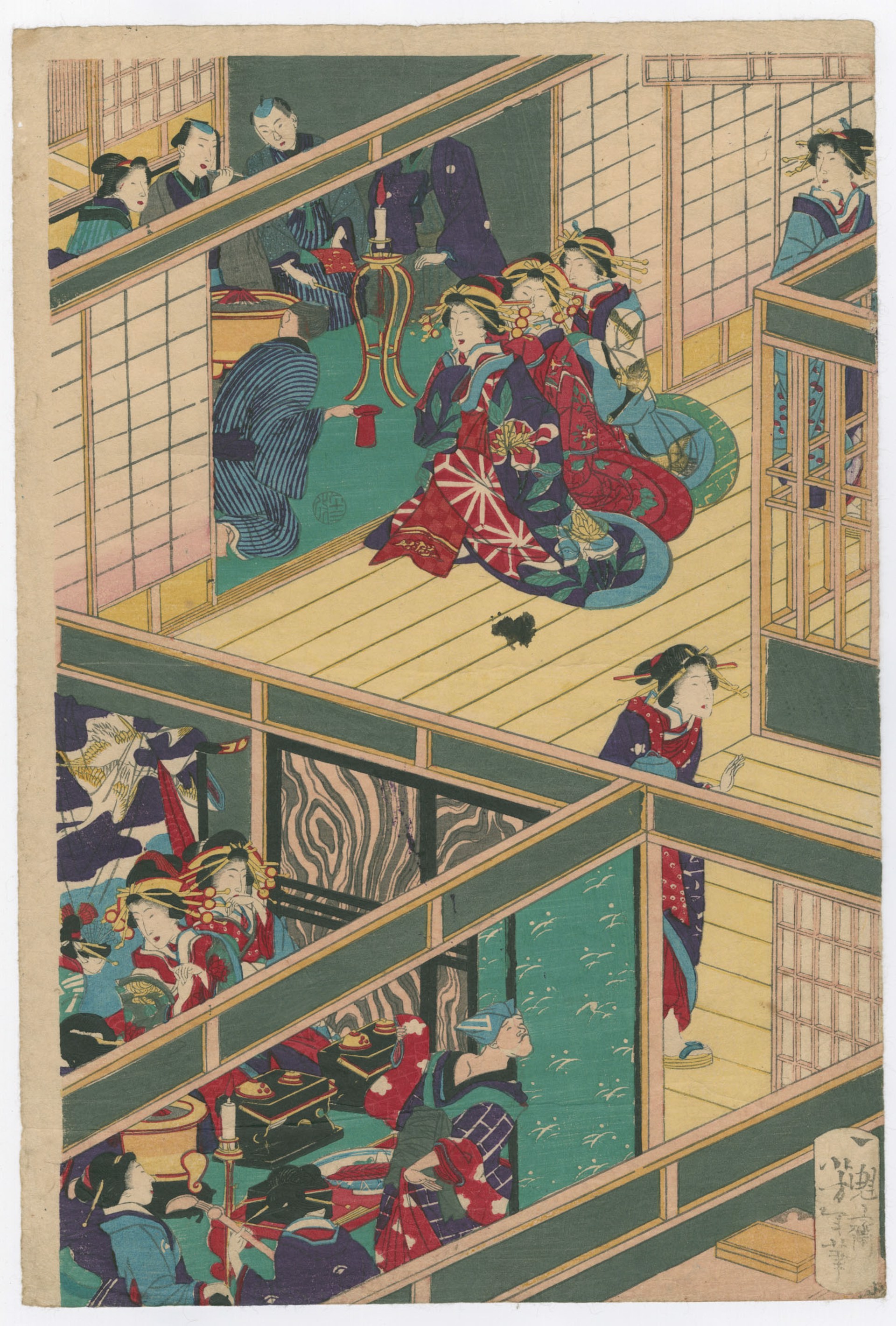 A Complete View of a Courtesan House in Tokyo by Yoshitoshi