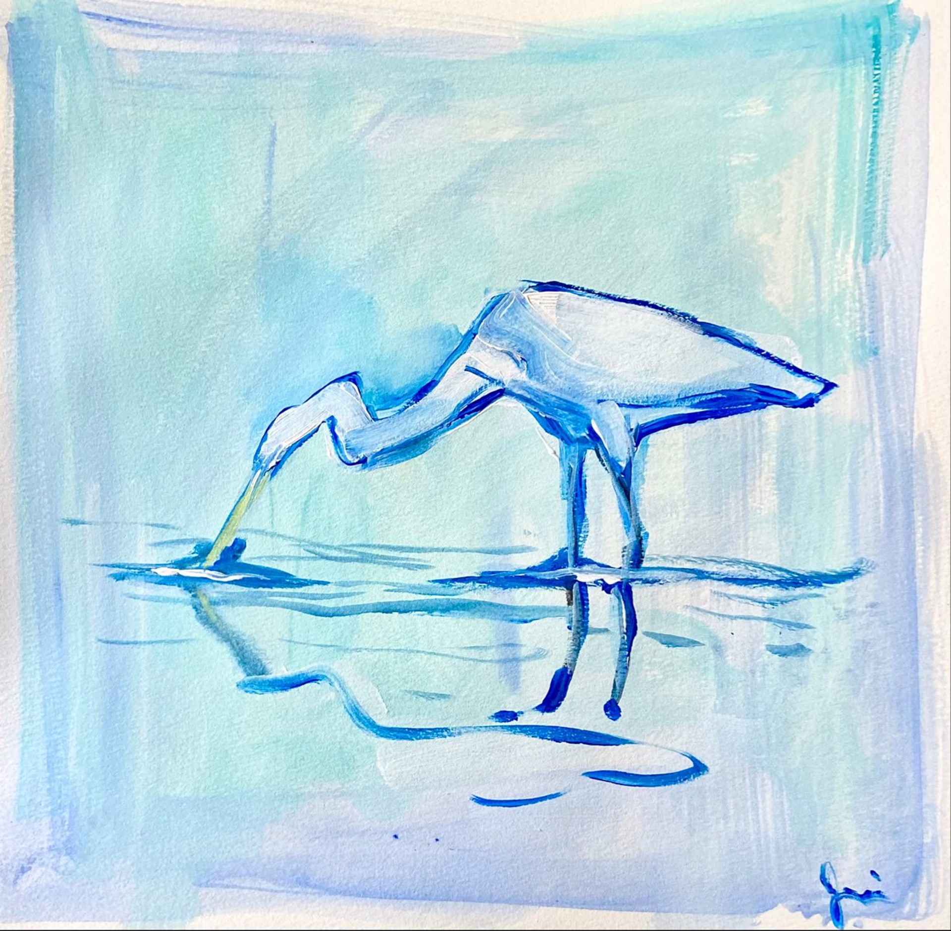 Drinking Egret by Jane Schulz