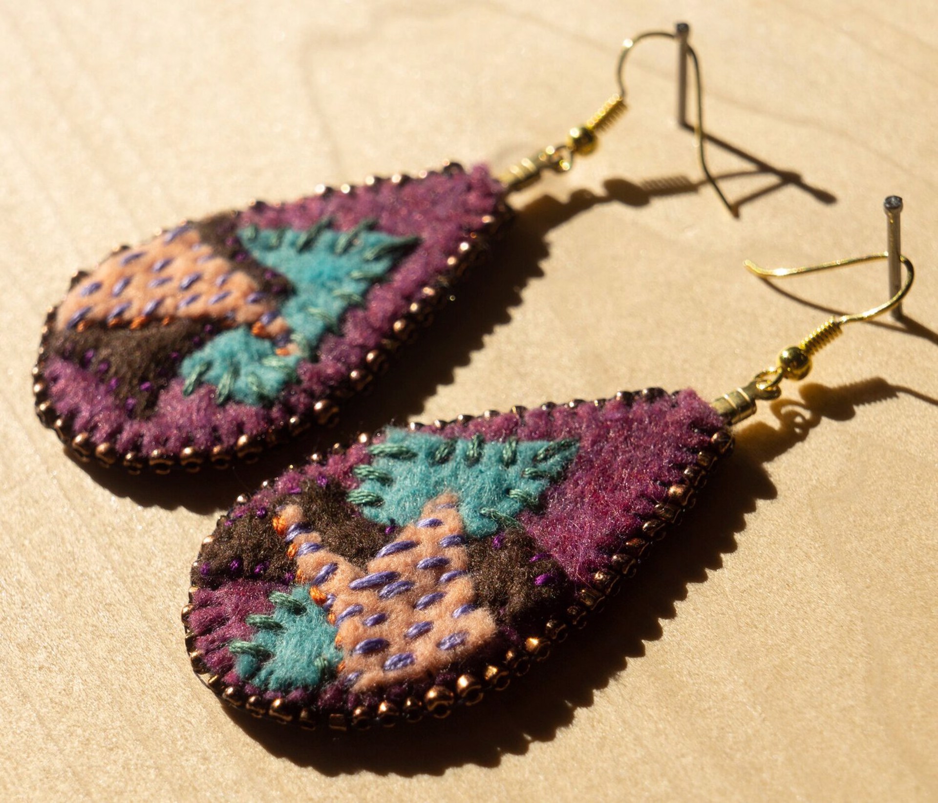 Purple and Teal Earrings by Hattie Lee