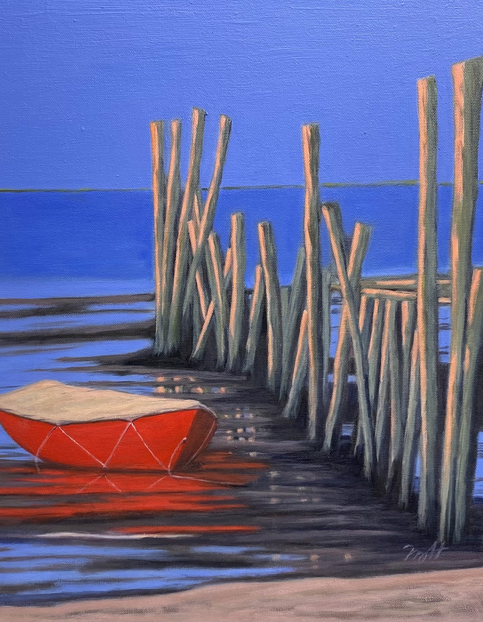 Morning Red Boat by Michael Hartwig