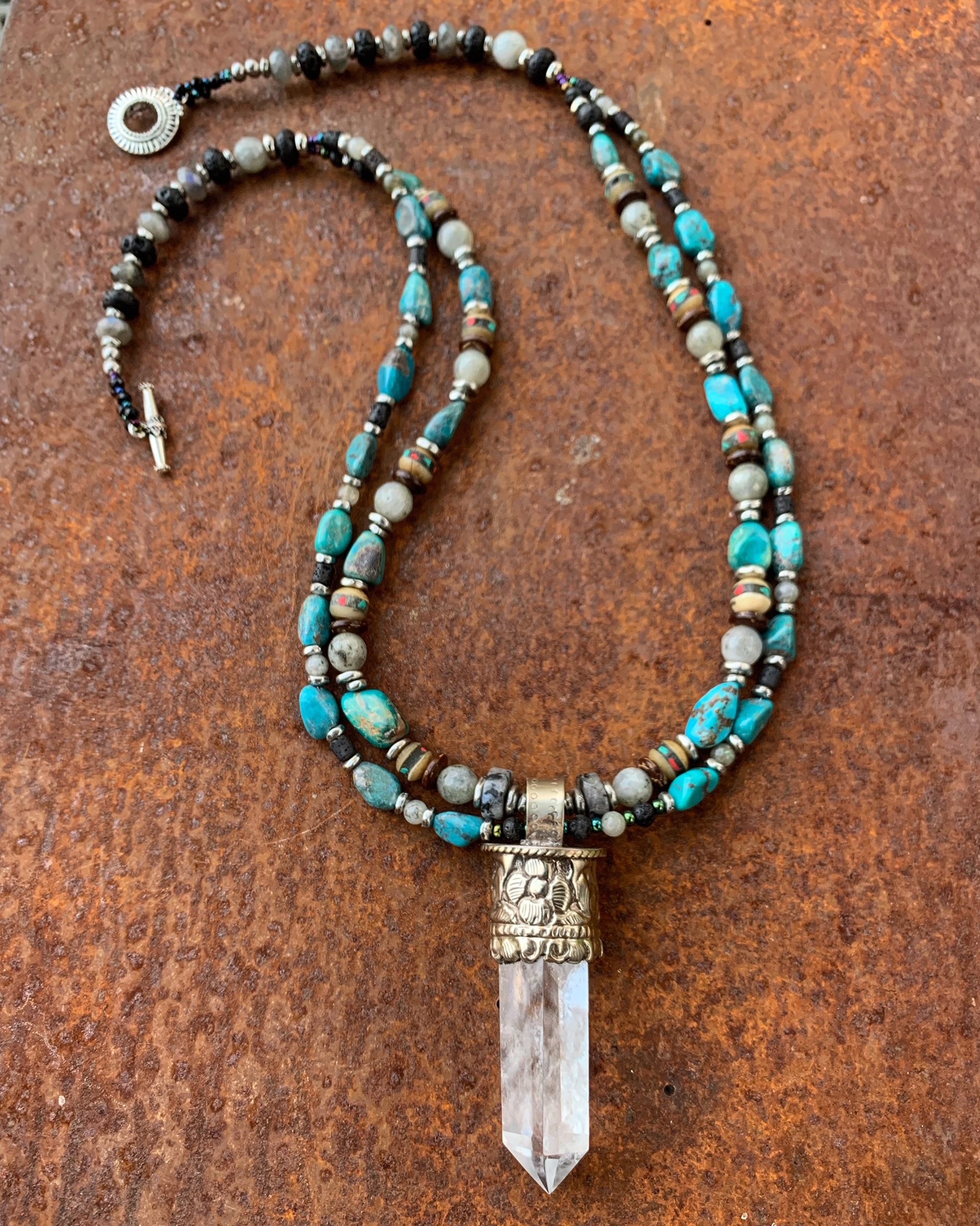 K816 Tibetan Crystal and Turquoise by Kelly Ormsby