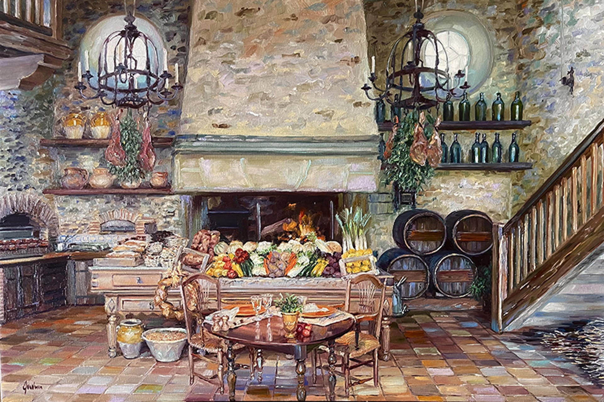 The Hearth of La Ferme aux Grives, France by Lindsay Goodwin