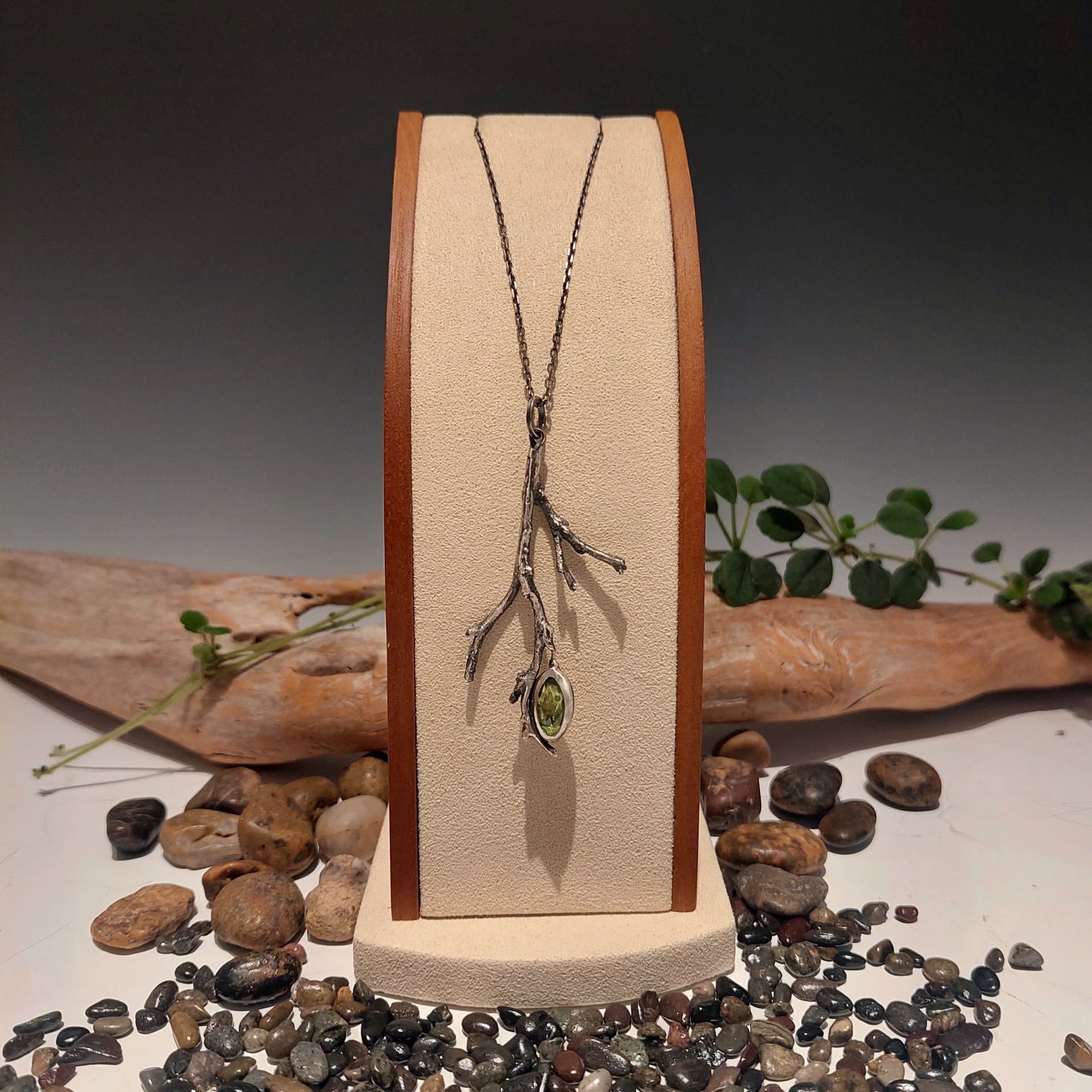 Twig and Peridot Necklace by April Ottey