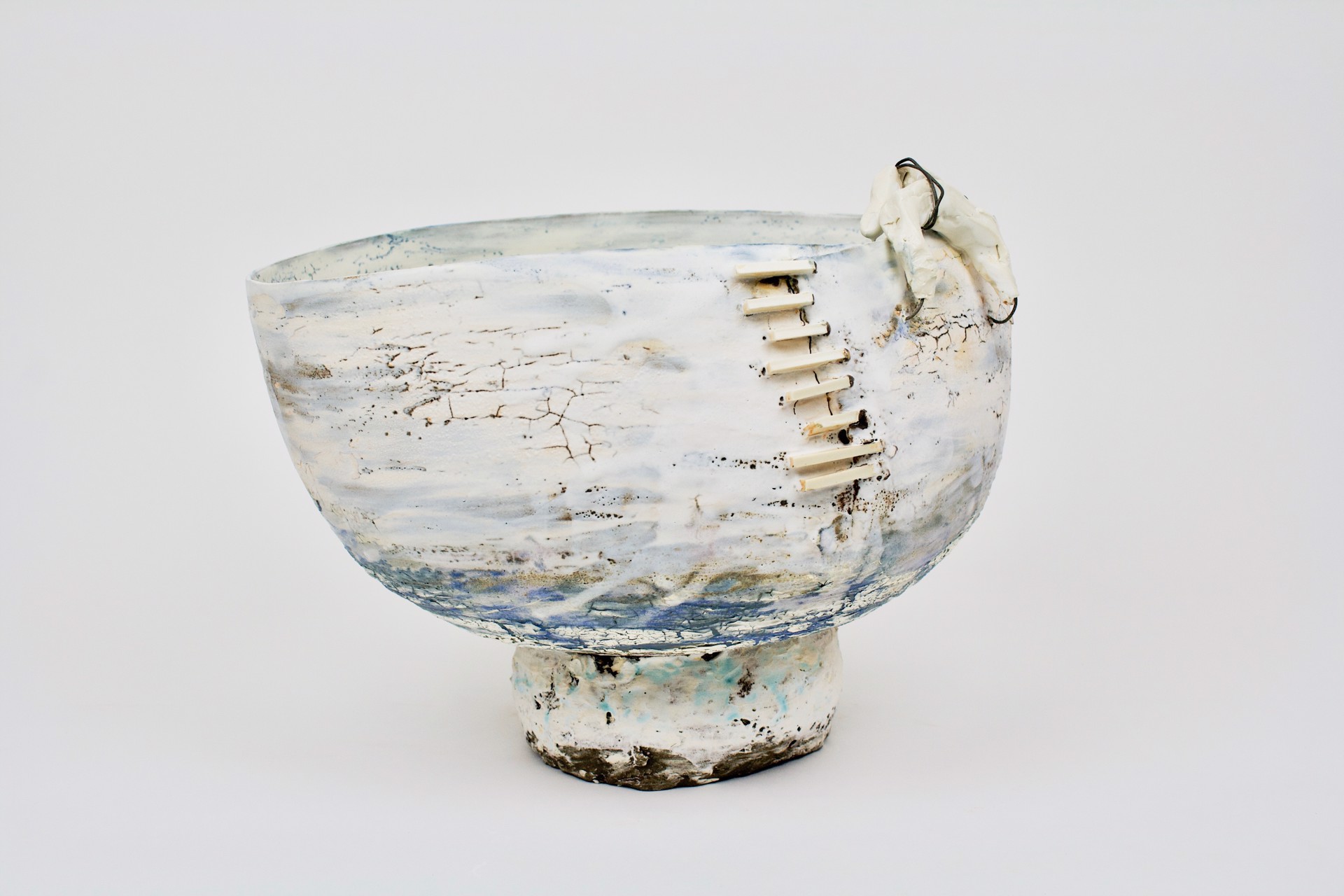Blue Bowl w/Pedestal Foot by Ani Kasten
