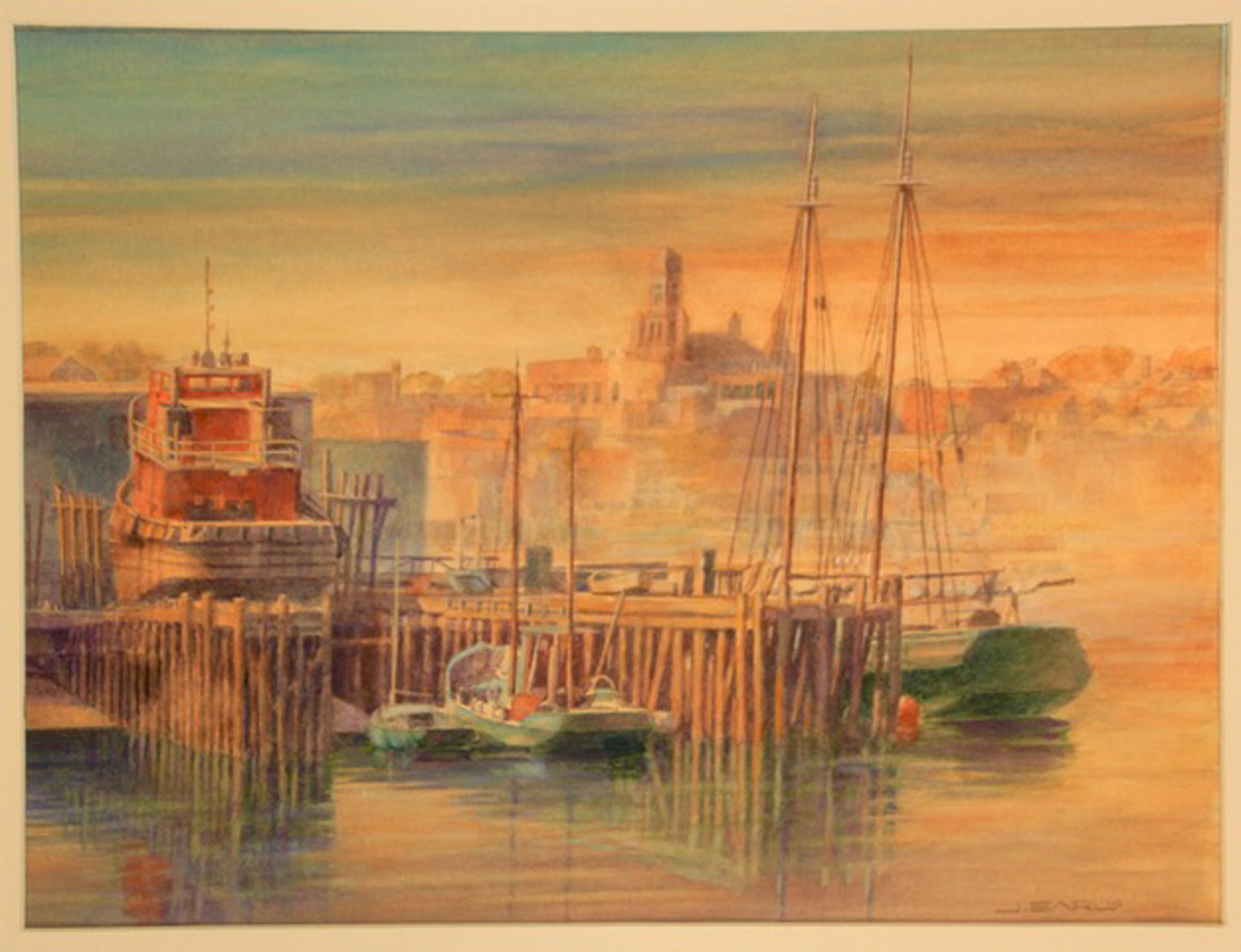Working Harbor scene by James Earl