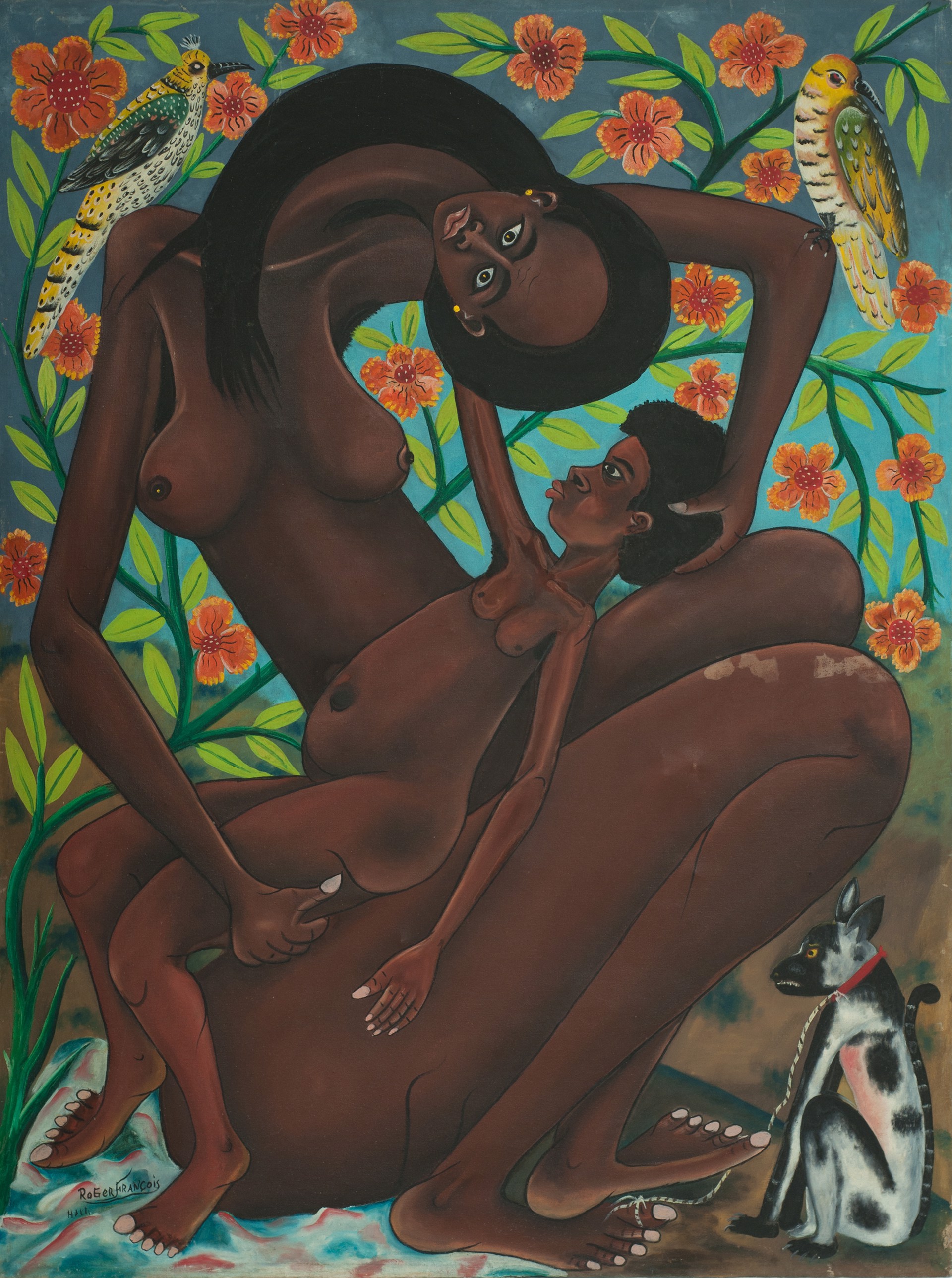 Mother & Child Bonding Time #5-4-90GSN by Roger Francois (Haitian, 1928-2013)