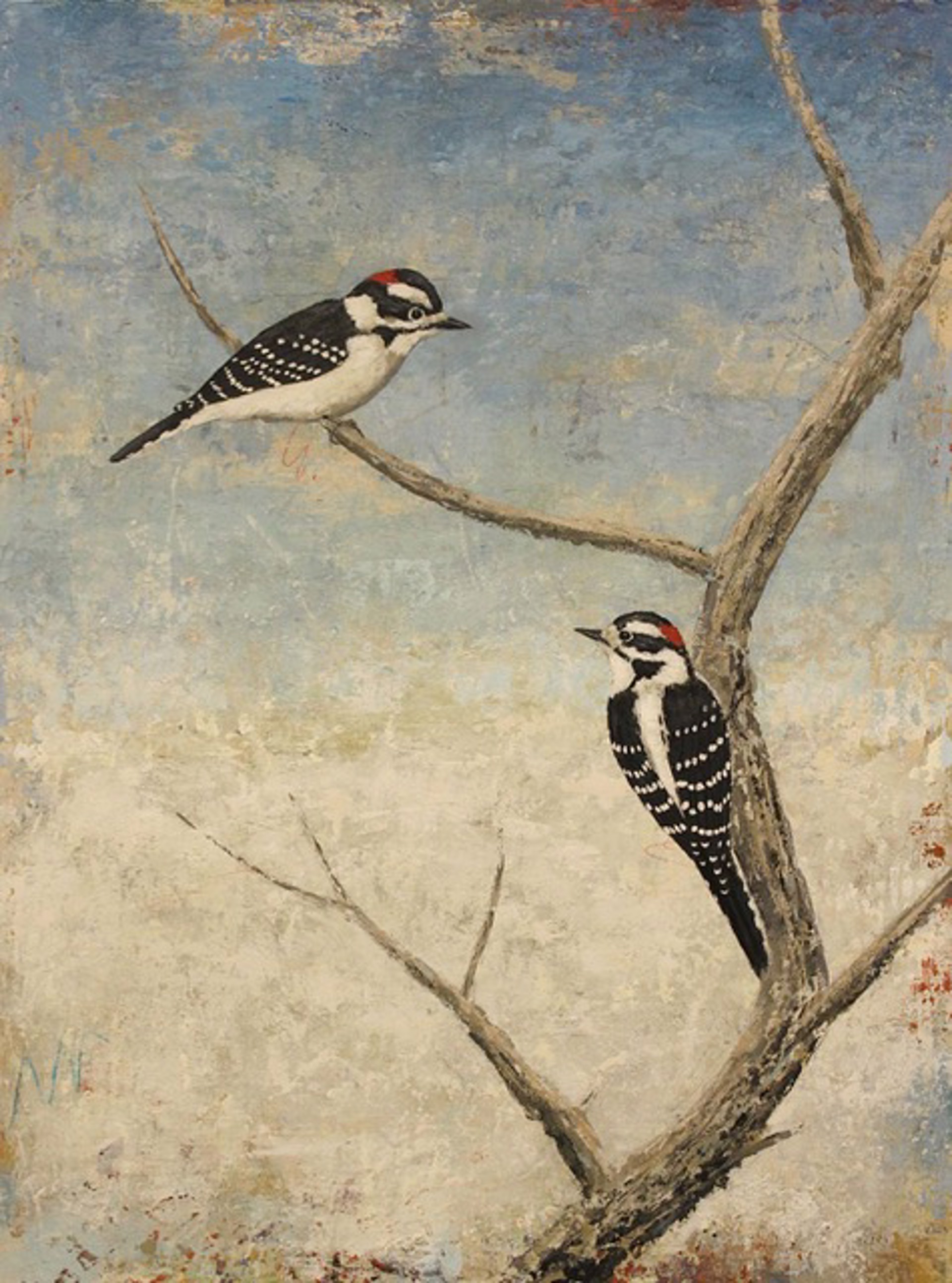 Downy Woodpeckers by Paul Brigham