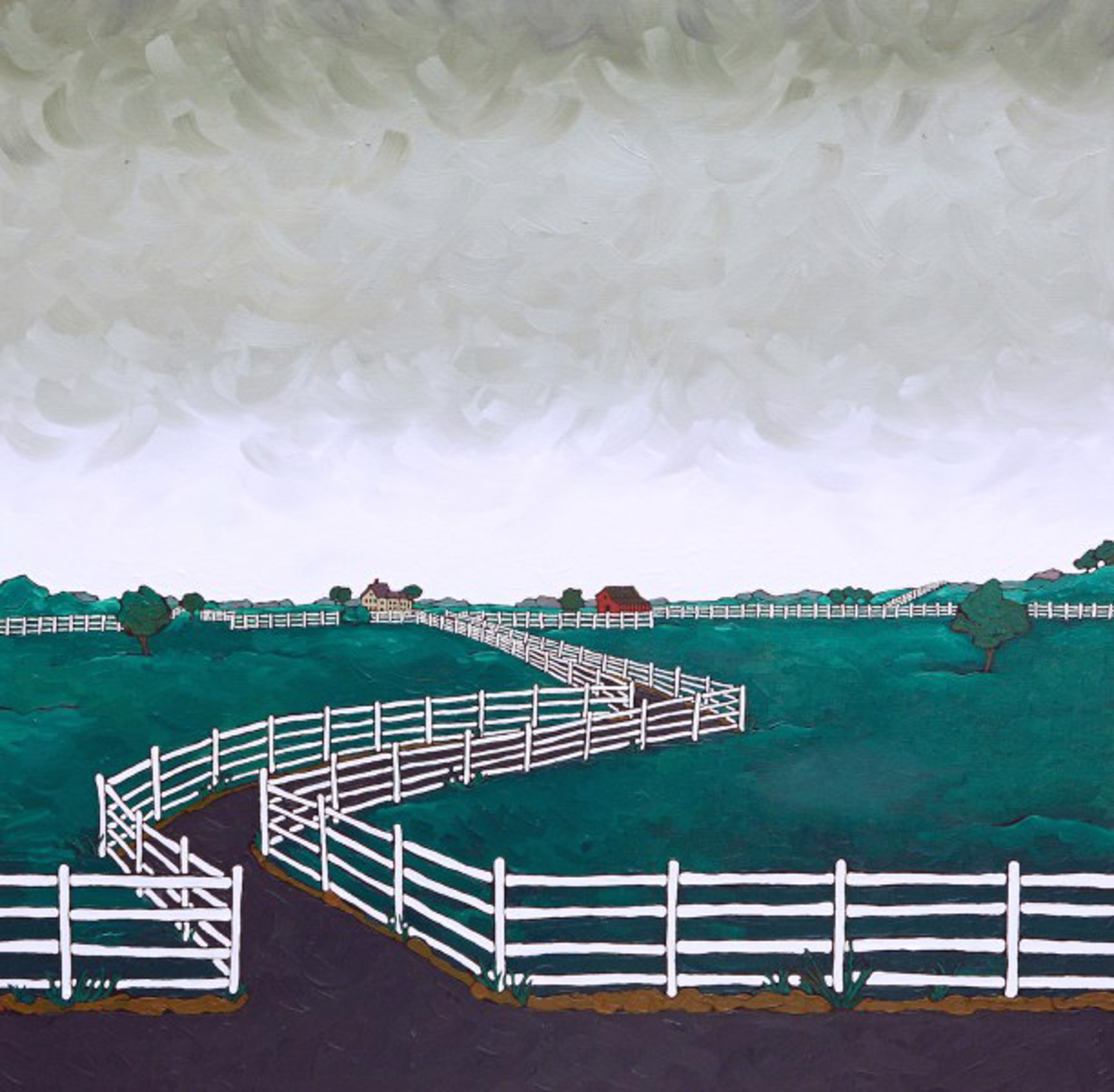 American Landscape 15 white fences by Roxie Munro