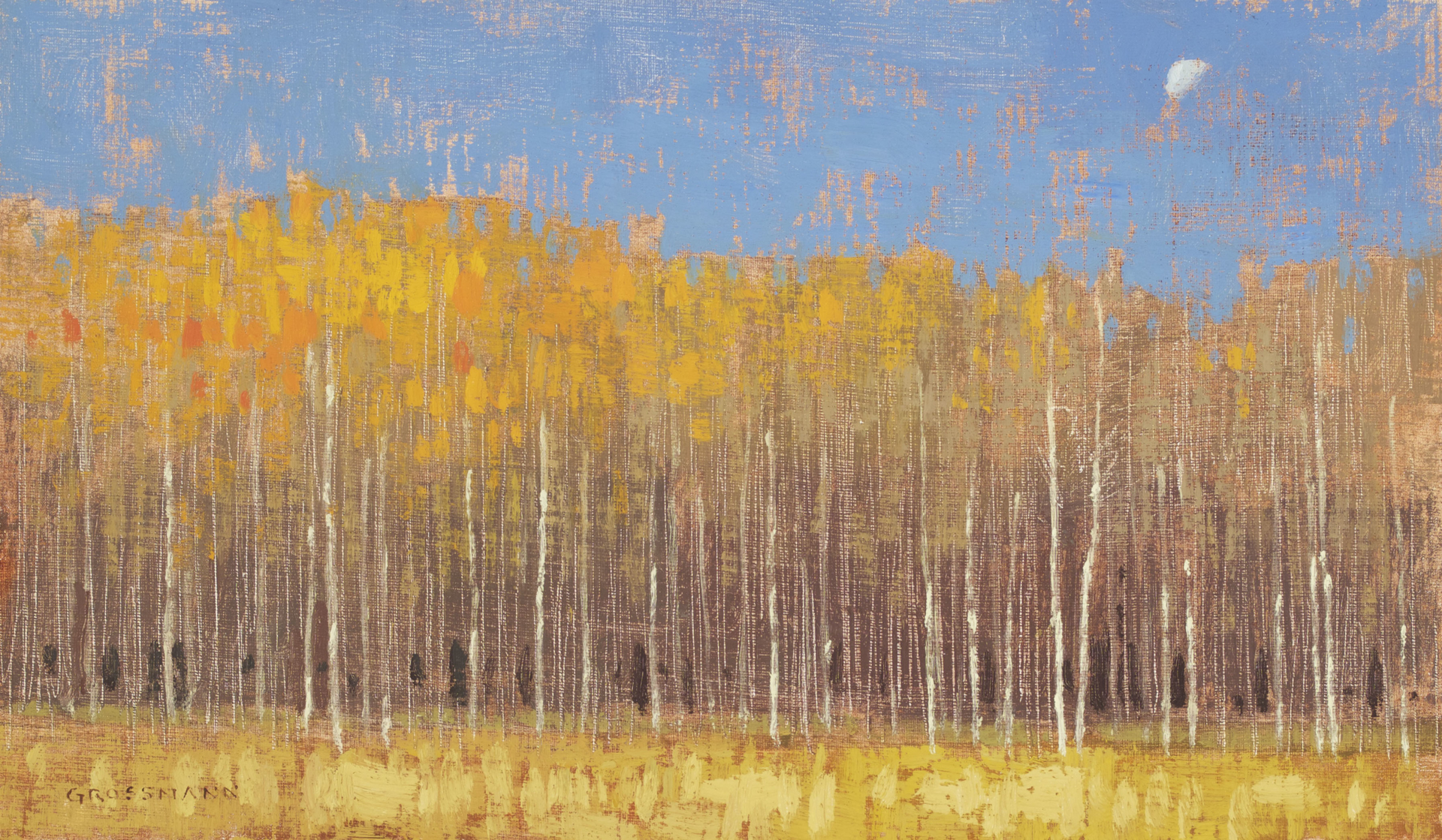 Moon and Lingering Leaves by David Grossmann