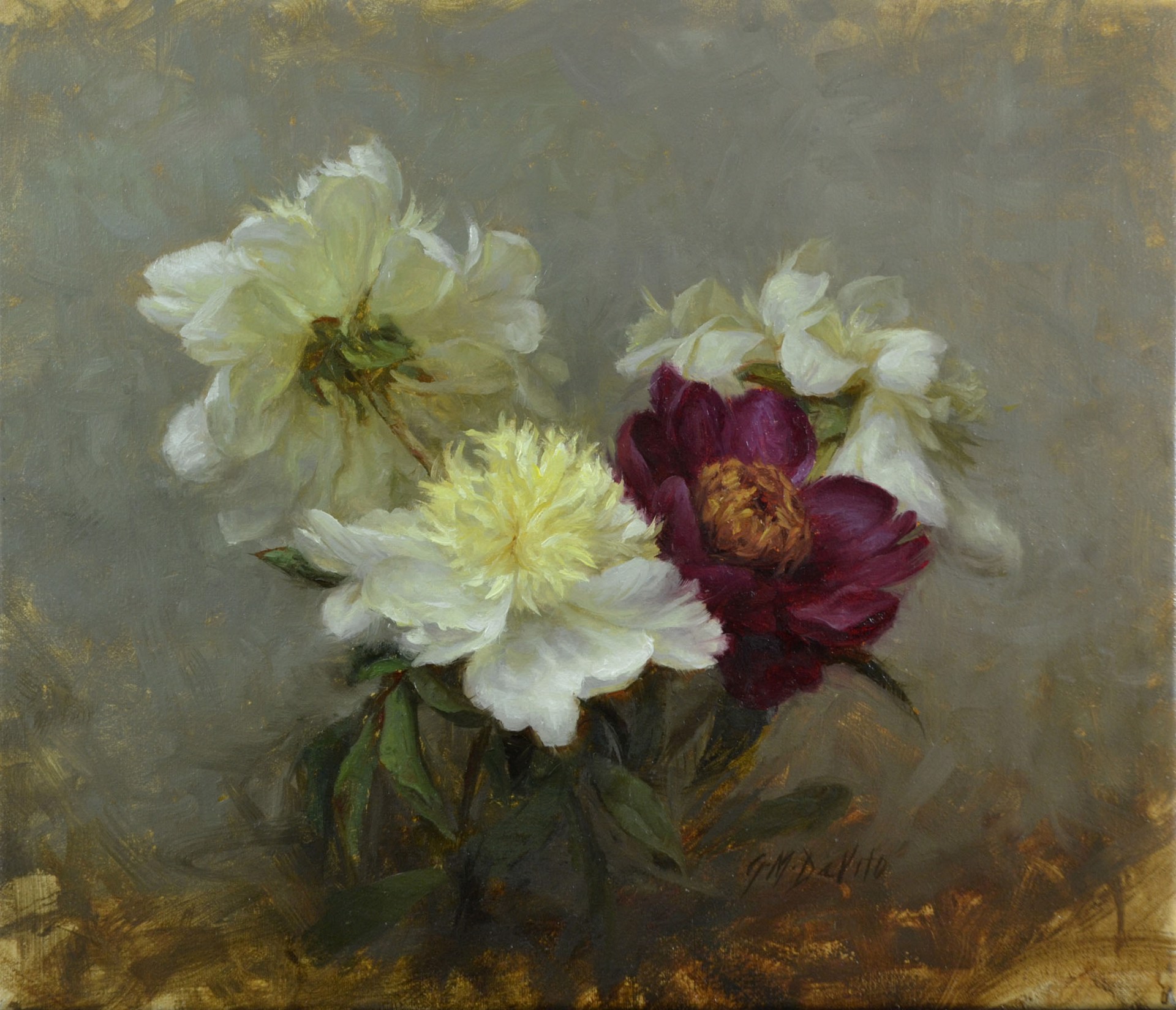 White and Magenta Peonies by Grace Devito