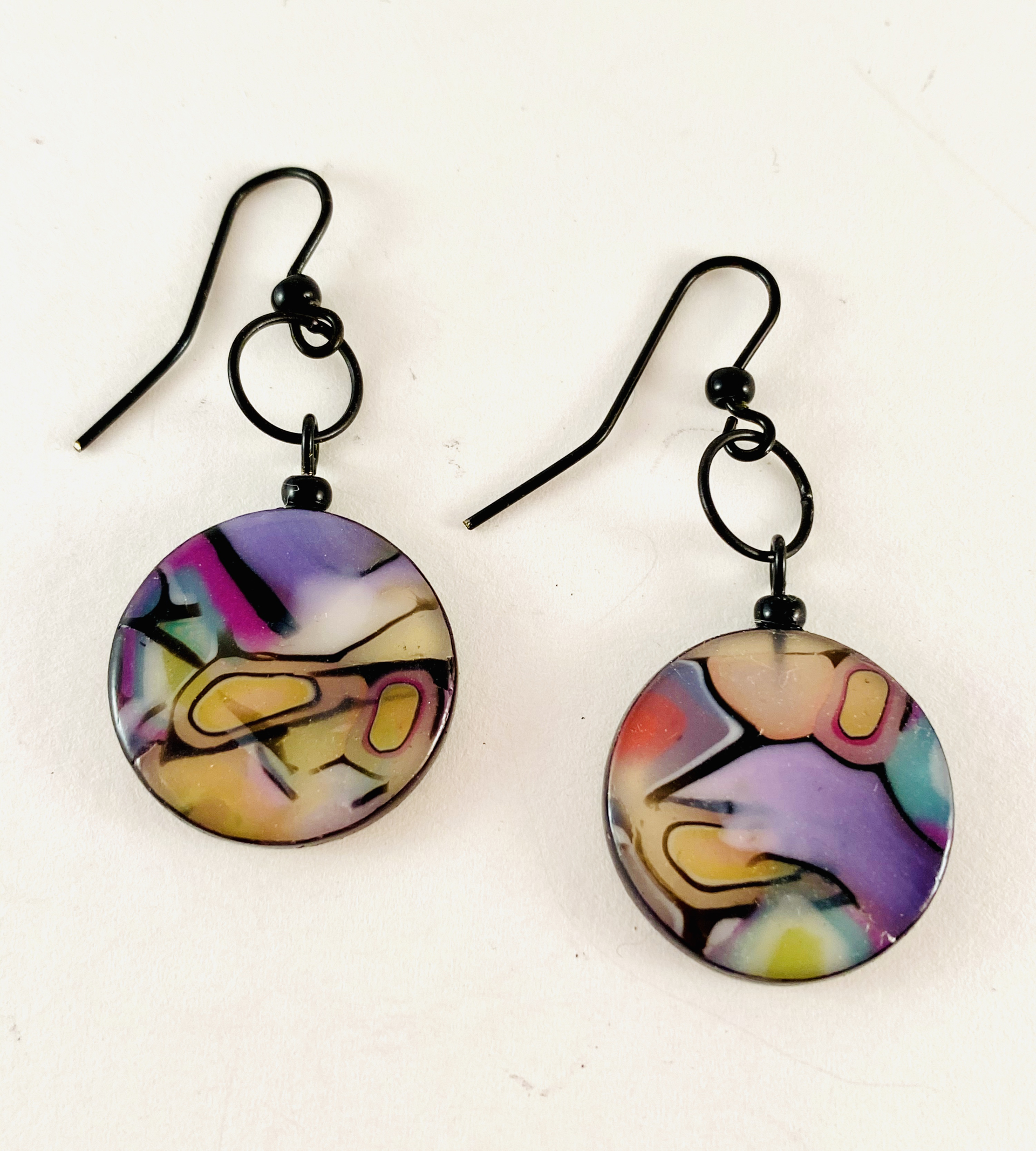 Multi Color Swirl Earrings 2t by Nancy Roth