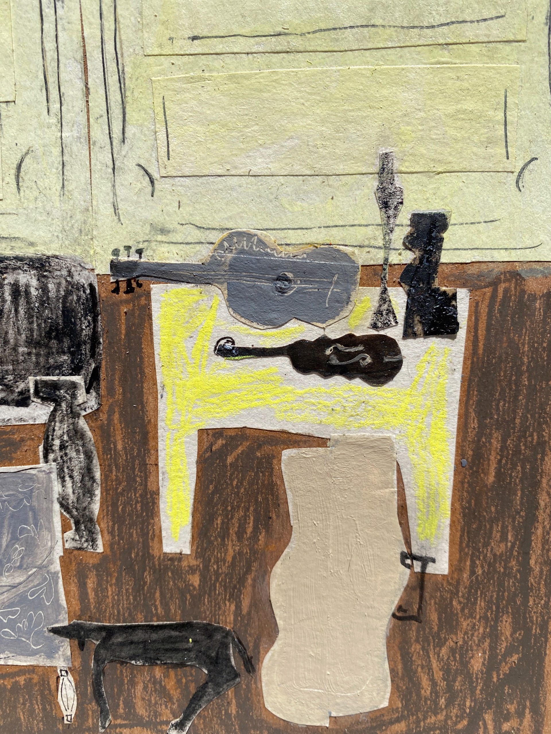 Music Room with Cello Case and Dog by Gigi Mills