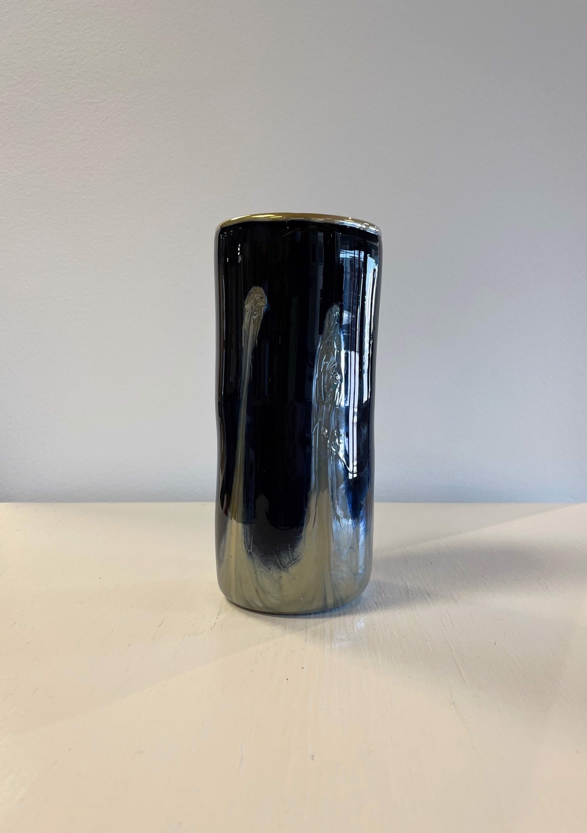 Straight Cylinder - Black & Gold by AlBo Glass
