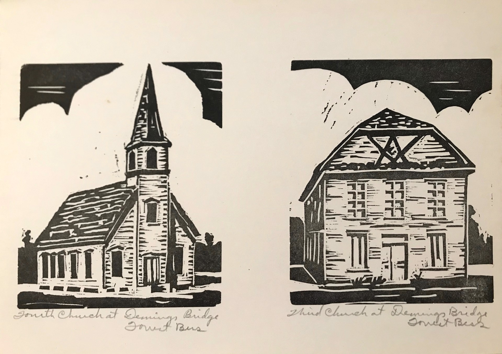 Fourth & Third Church at Deming's Bridge, Blessing, Texas by Forrest Bess