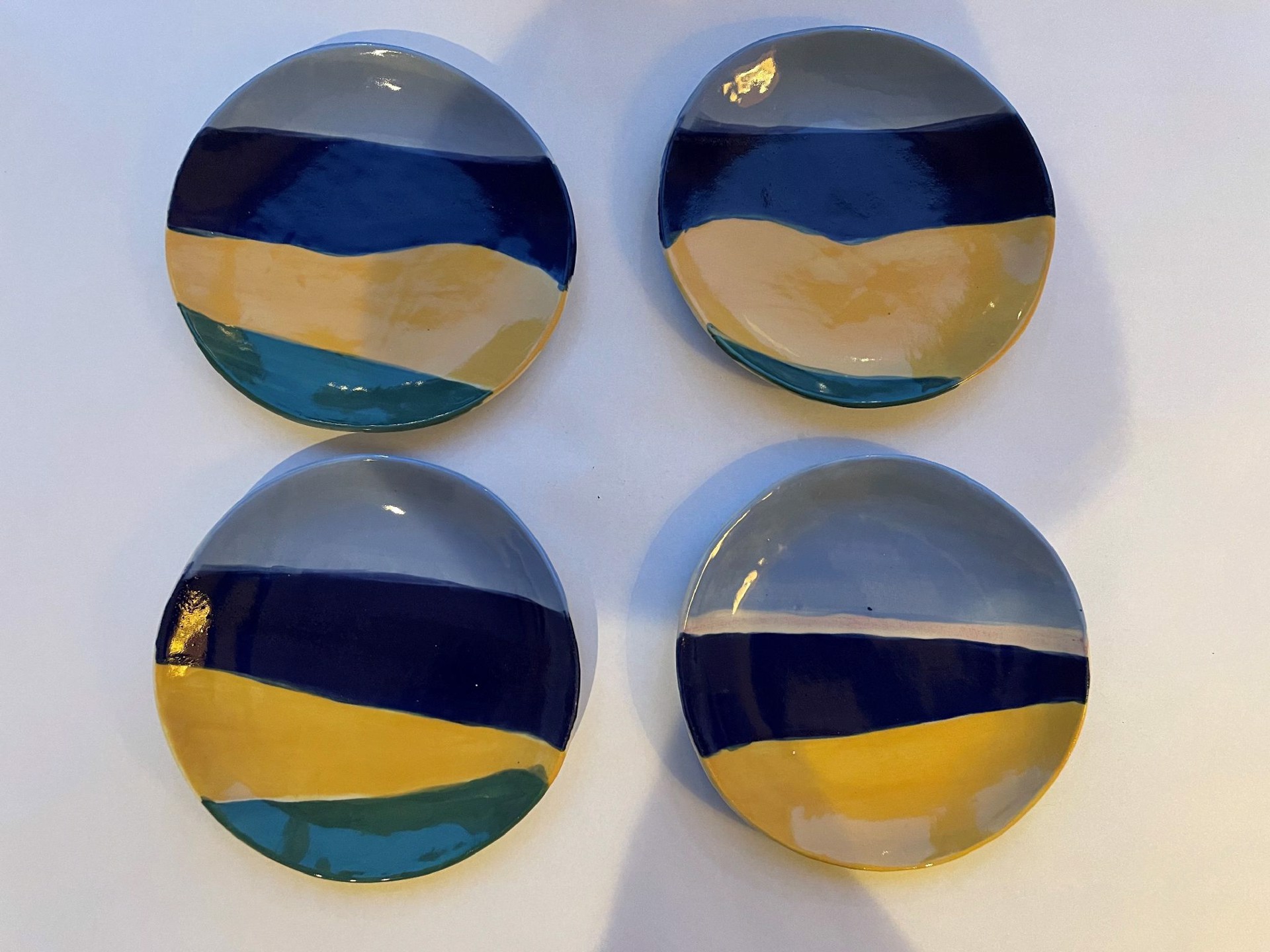 Abstract Seascape Plates Set of 4 by Jill Rothenberg-Simmons