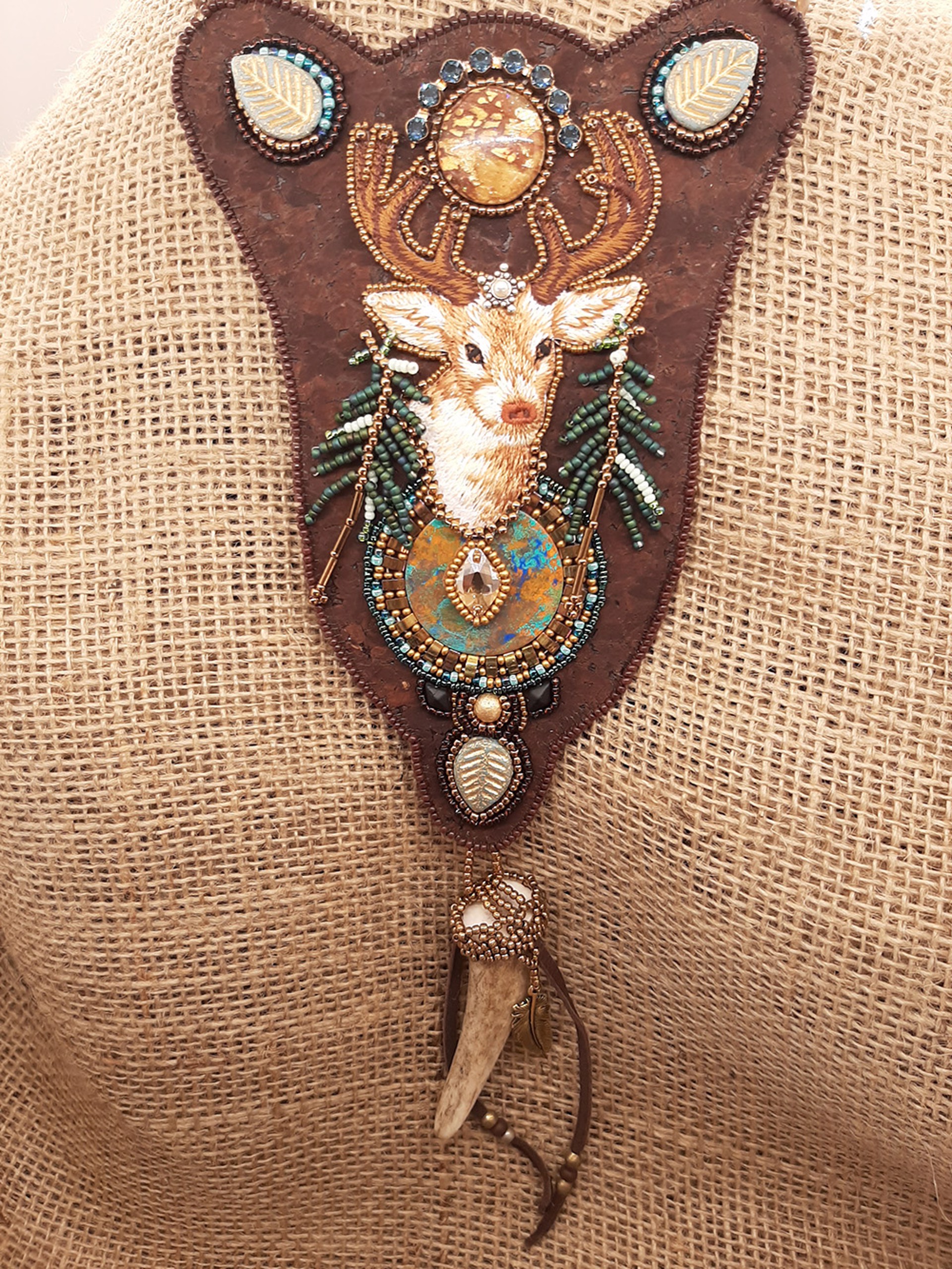 BG 299 Northern Woods-Embroidered Patch Necklace by Beverly Gholson