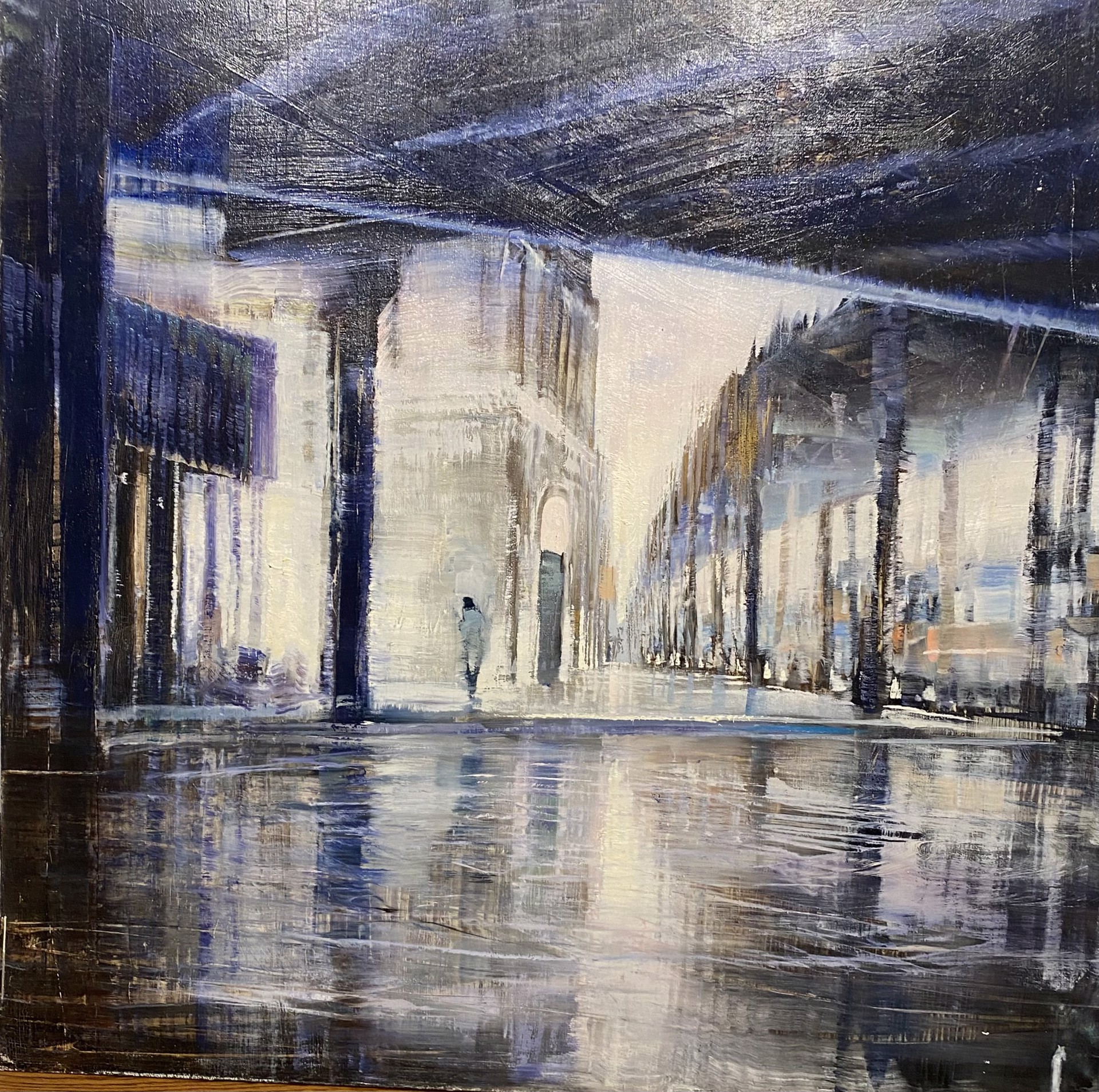 Under the Elevated in Rain by David Allen Dunlop
