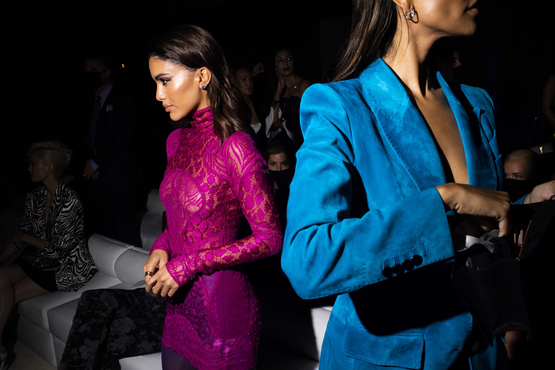 Tom Ford front row with Camila Coehlo and Eiza Gonzalez, NYC by Landon Nordeman