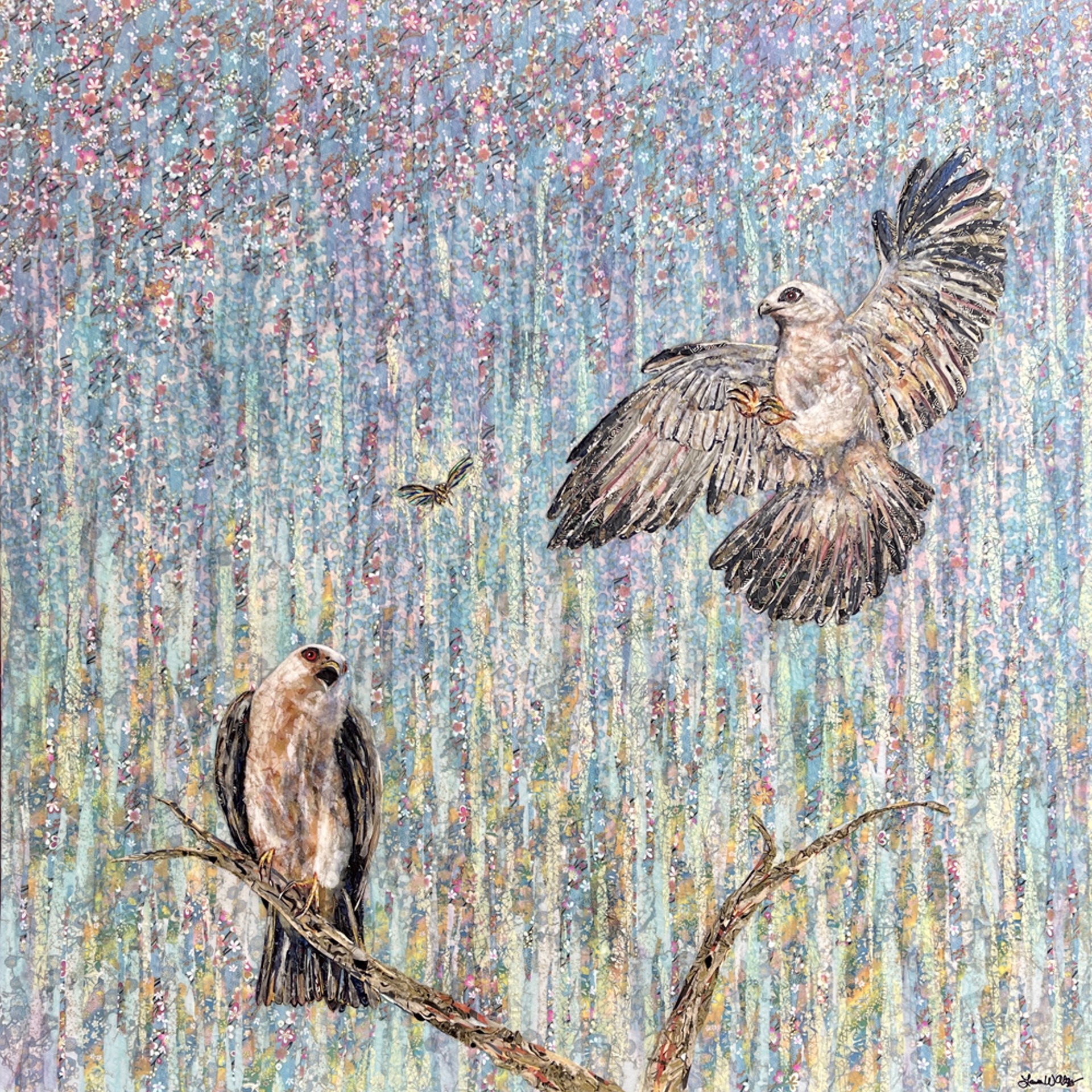 Mississippi Kites and Cicada by Laura Adams