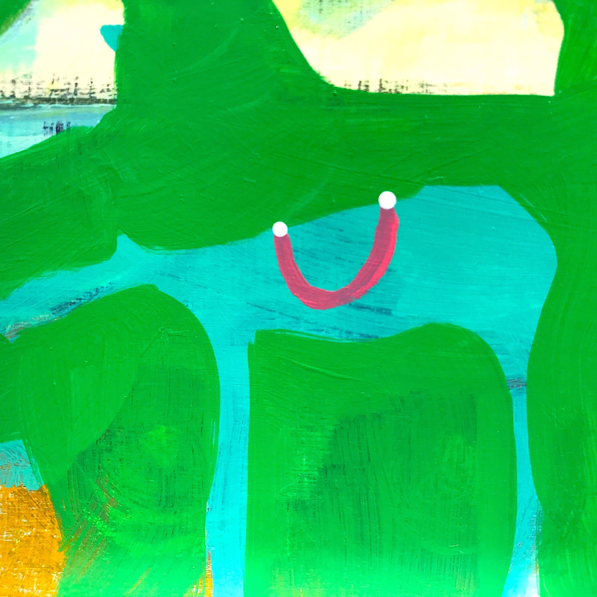 Blue Horse, Bush and Harbor by Rachael Van Dyke