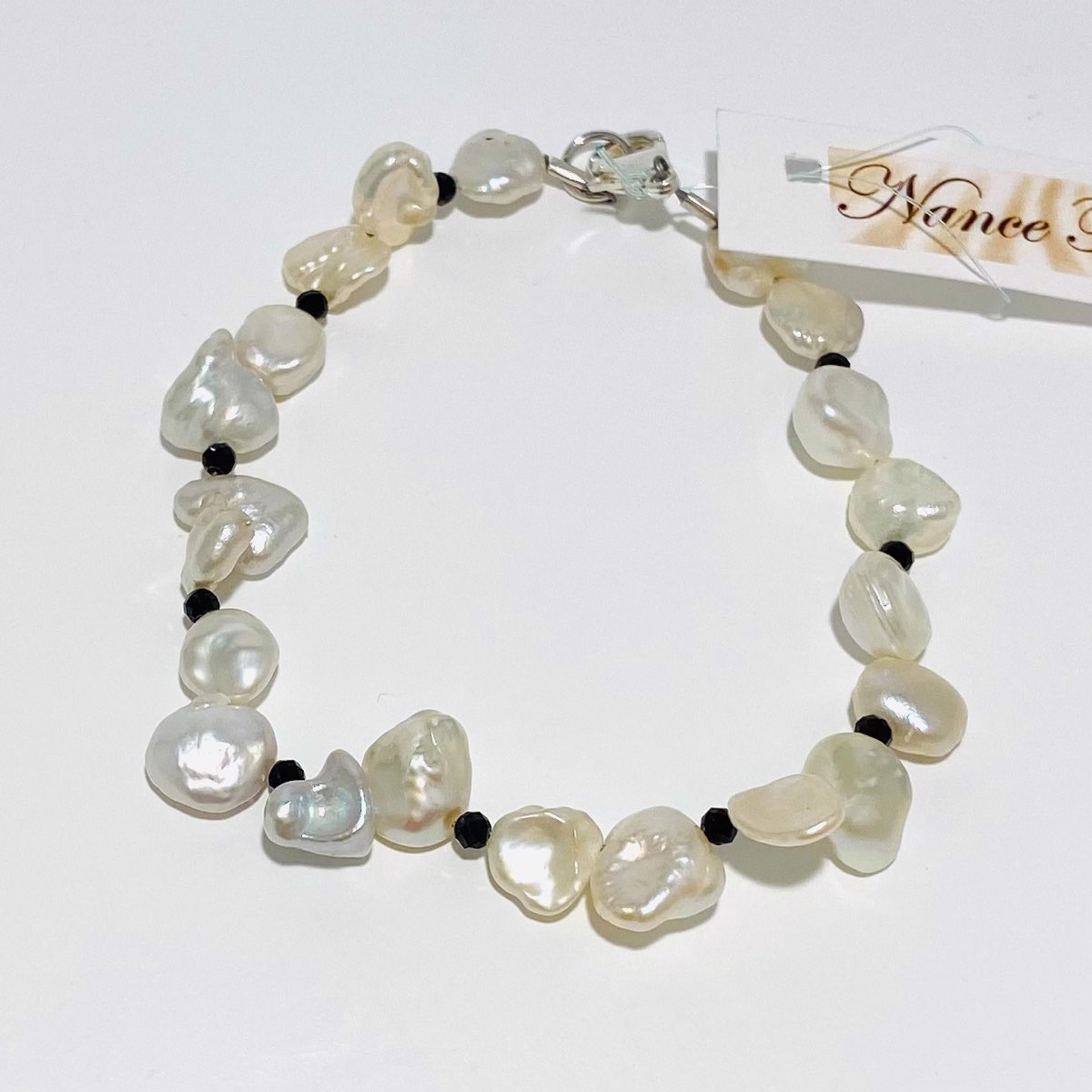Keshi Pearl and Onyx Bracelet by Nance Trueworthy