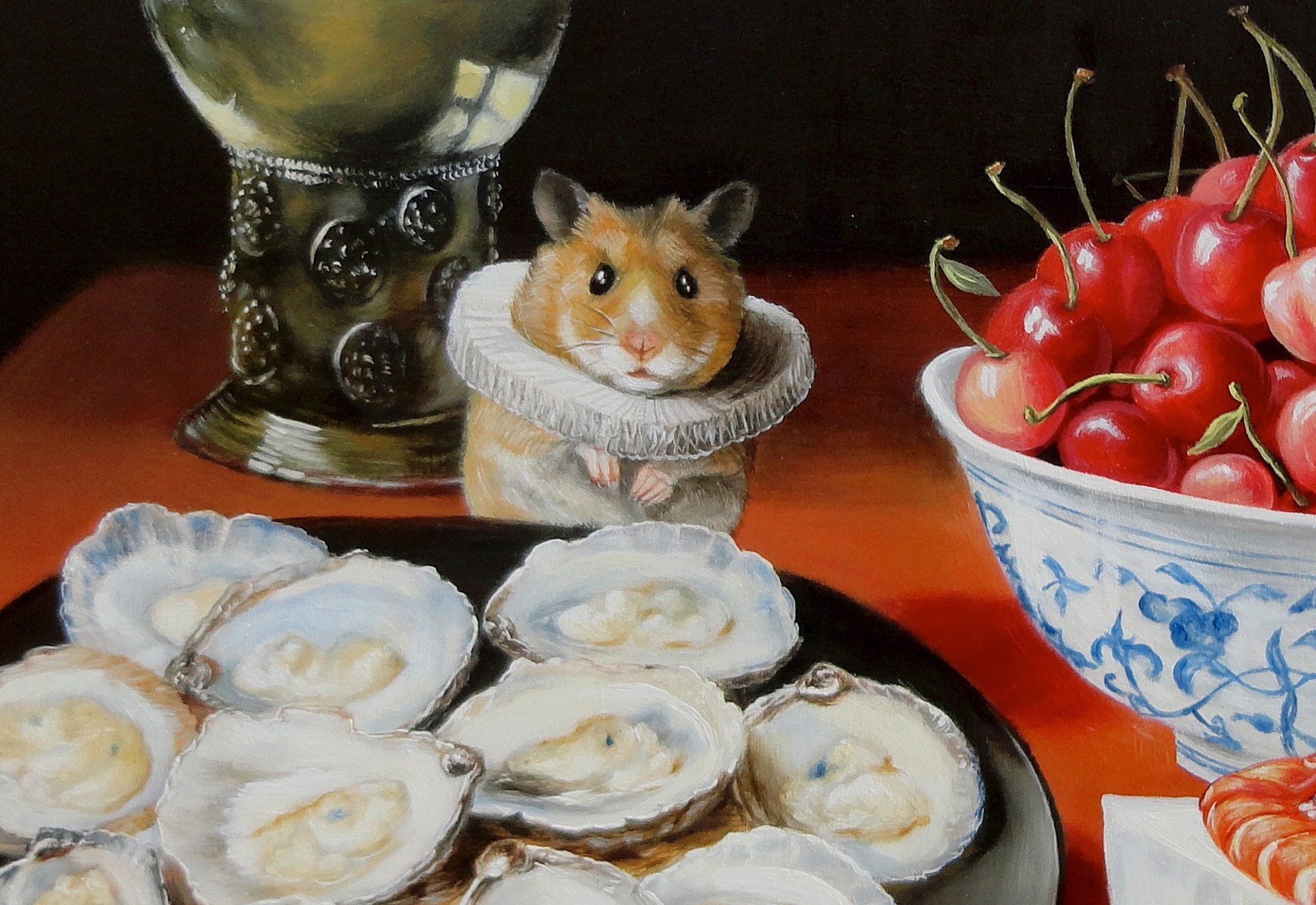 Still Life with Cherries, Oysters, and Hamsters by Frankie Gollub