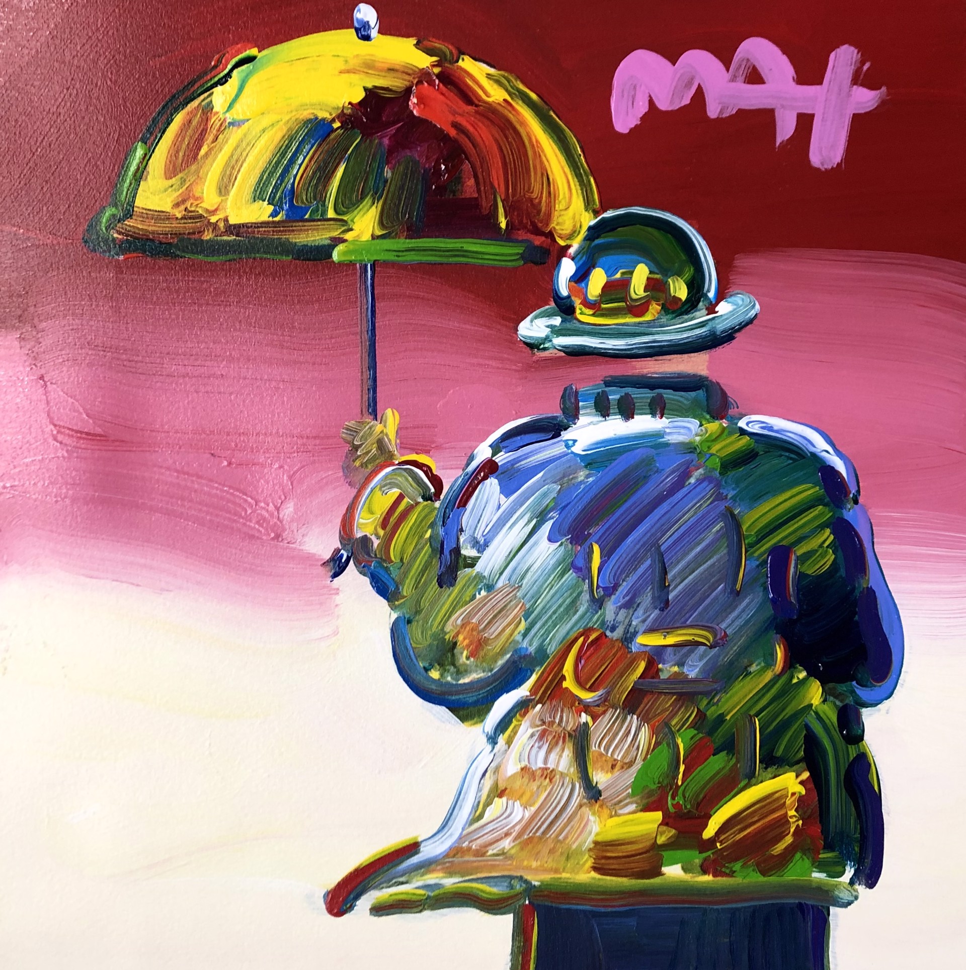 Umbrella Man on Red by Peter Max