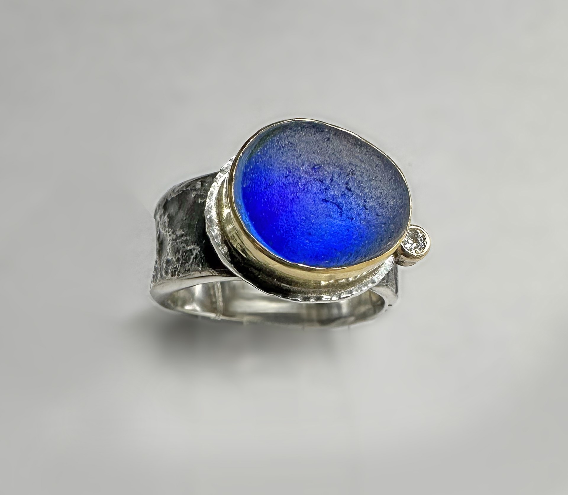 Hypnotic Blue Seaglass Ring by Judith Altruda