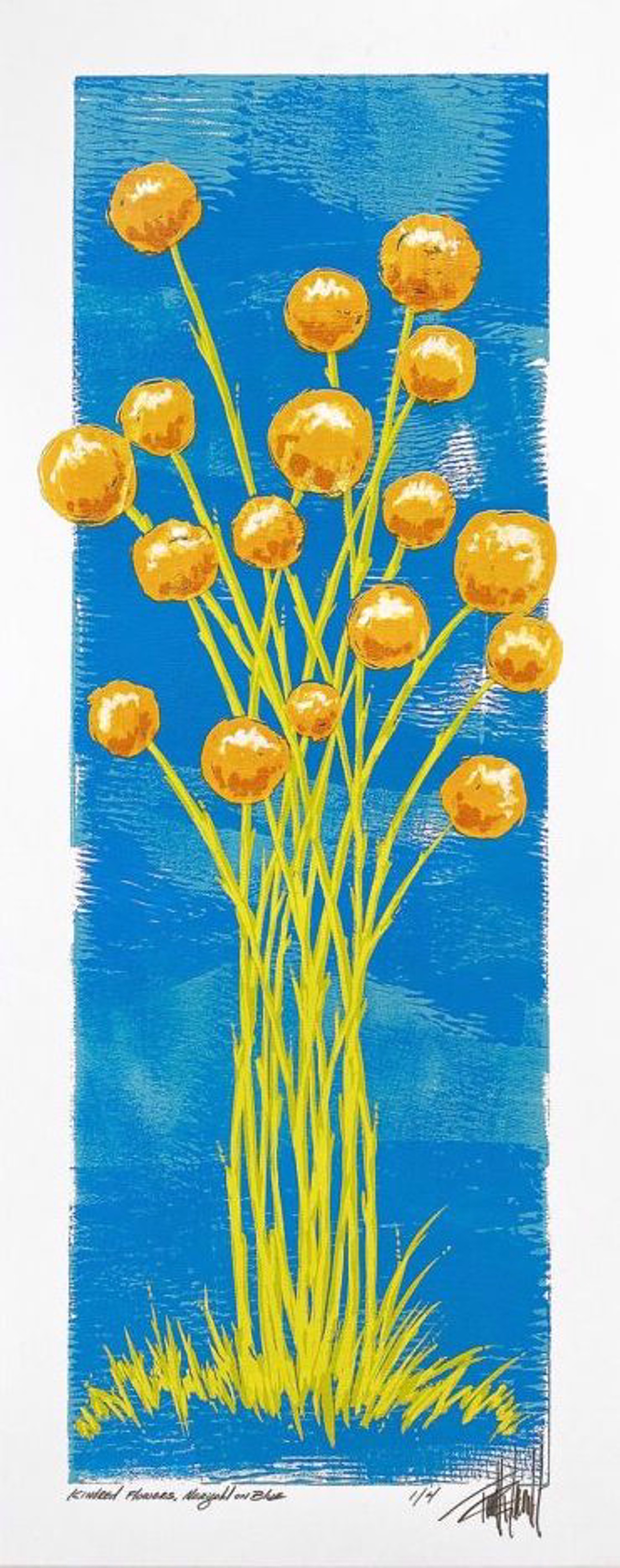 Kindred Flowers, Marigold on Blue by Terrell Thornhill