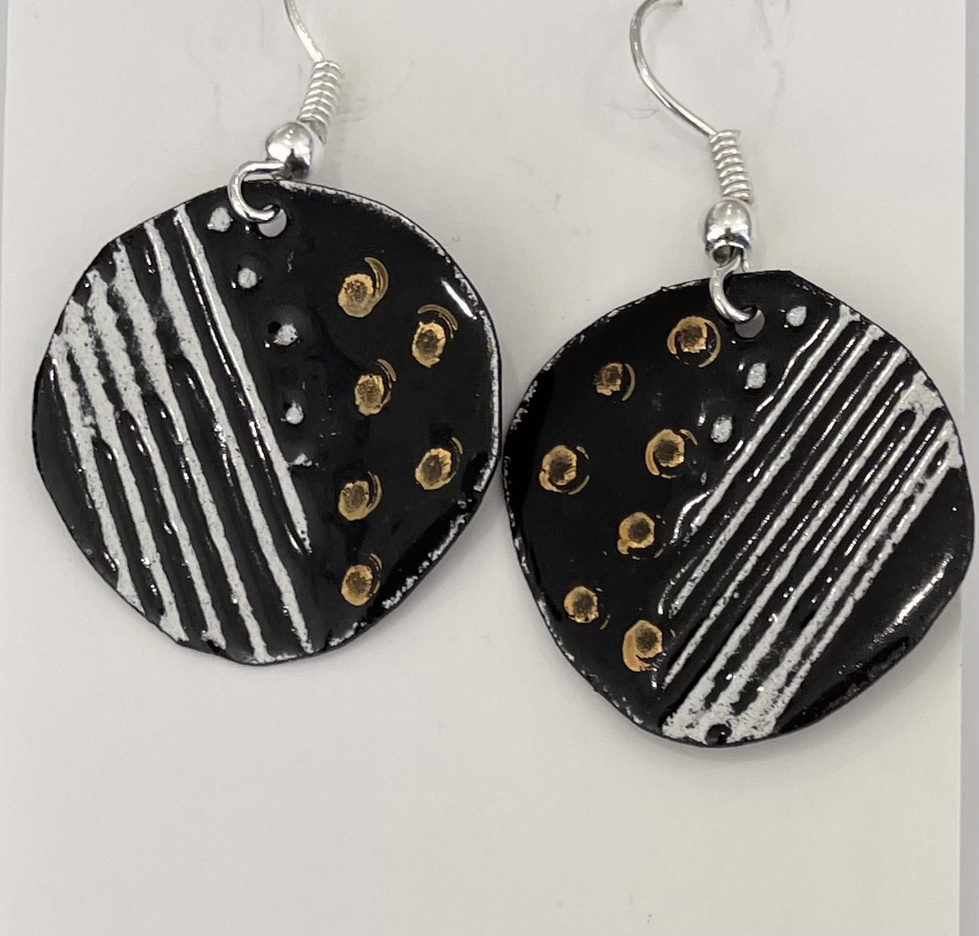 Earrings Black, White, and Gold 7.11 by Cathy Talbot