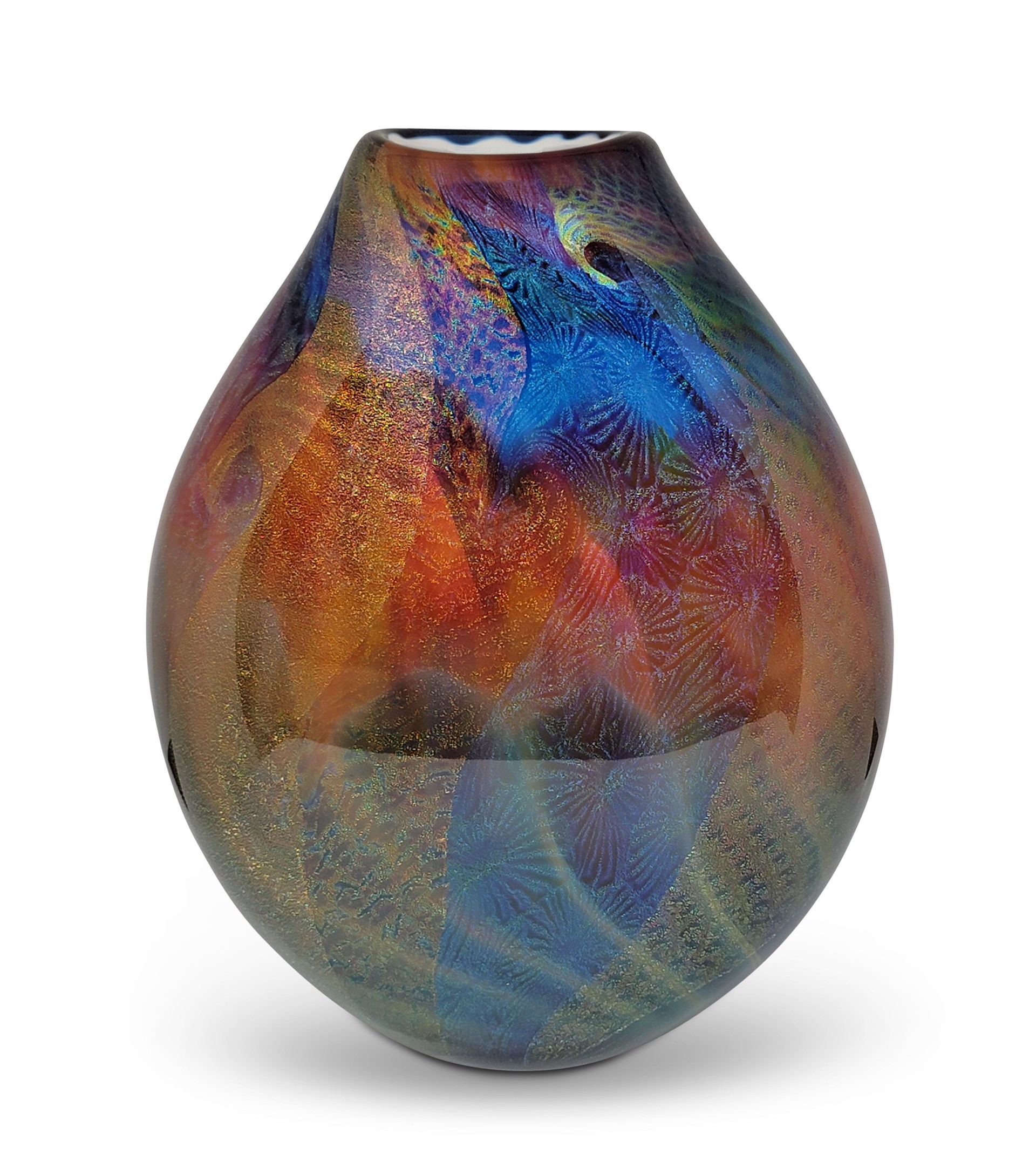 Colorfield Pouch Vase (Aqua, Topaz, and Ruby) by Ken Hanson & Ingrid Hanson