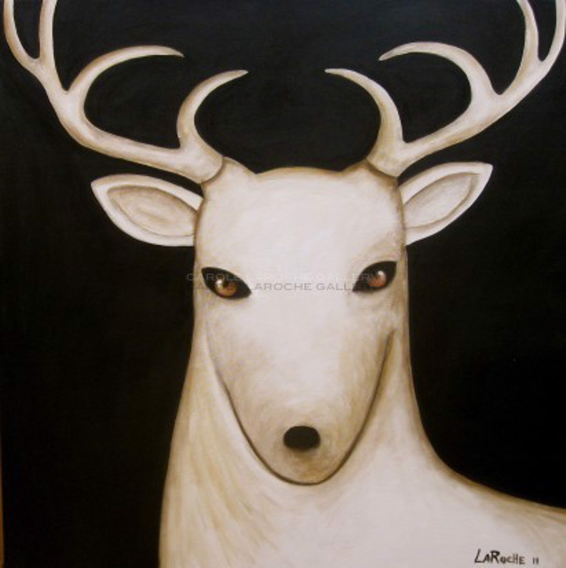 Night Sky/Single White Deer - limited edition canvas giclee/canvas