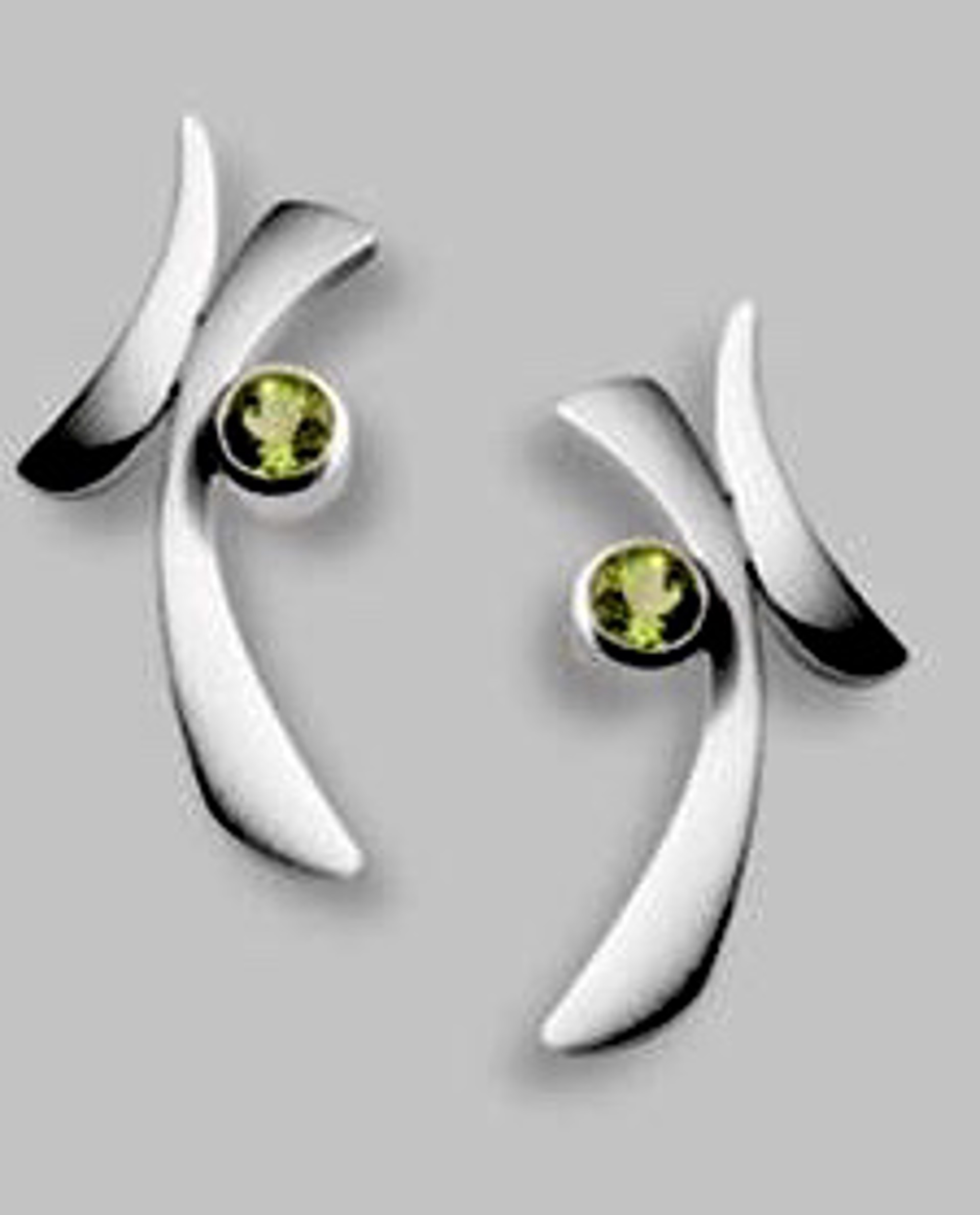 Earrings-Peridot,14 KT Gold and Sterling Silver Sticks and Stones by Joryel Vera