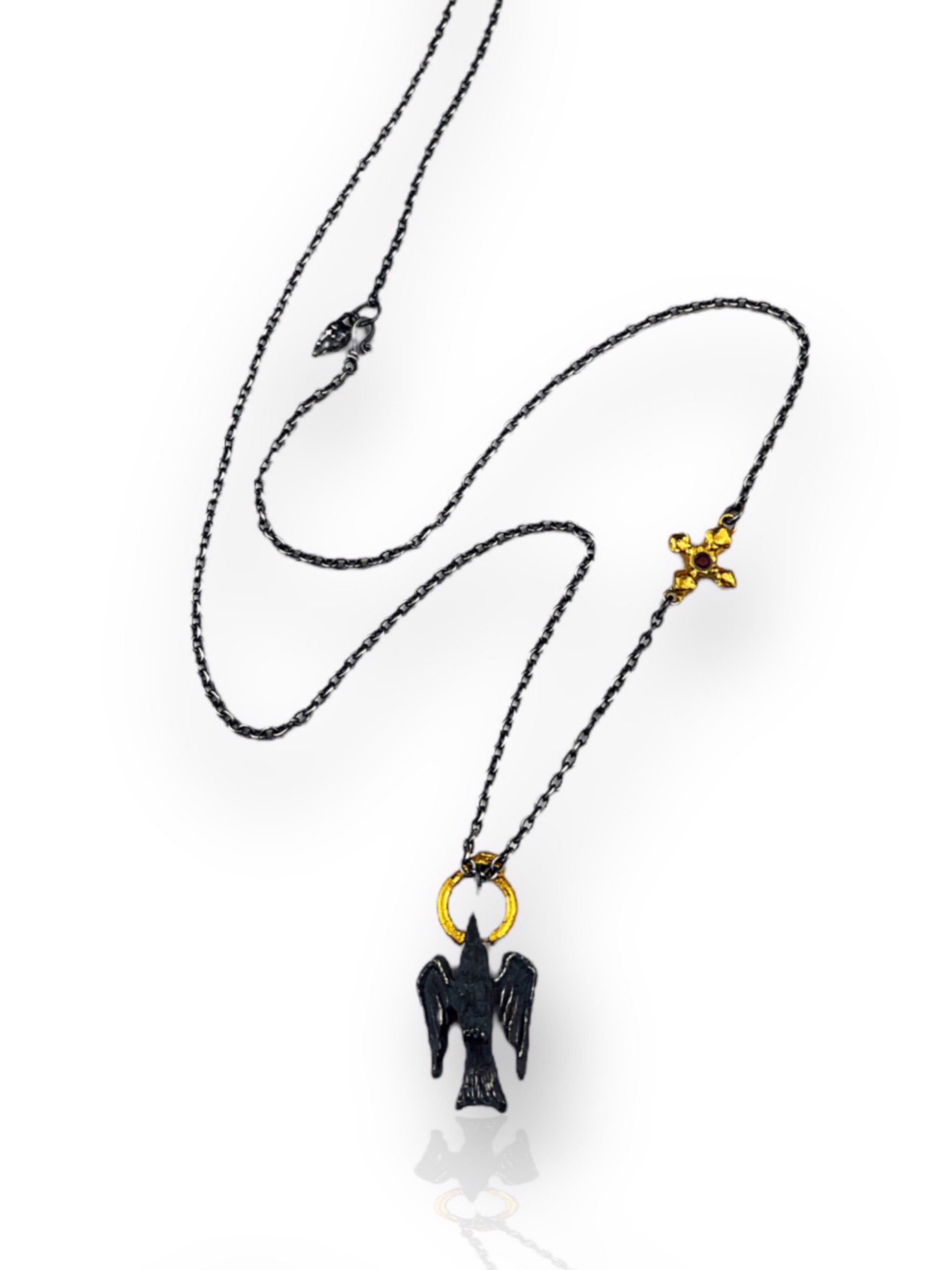 Raven & Ring Necklace with Garnets by Terry Williams Brau