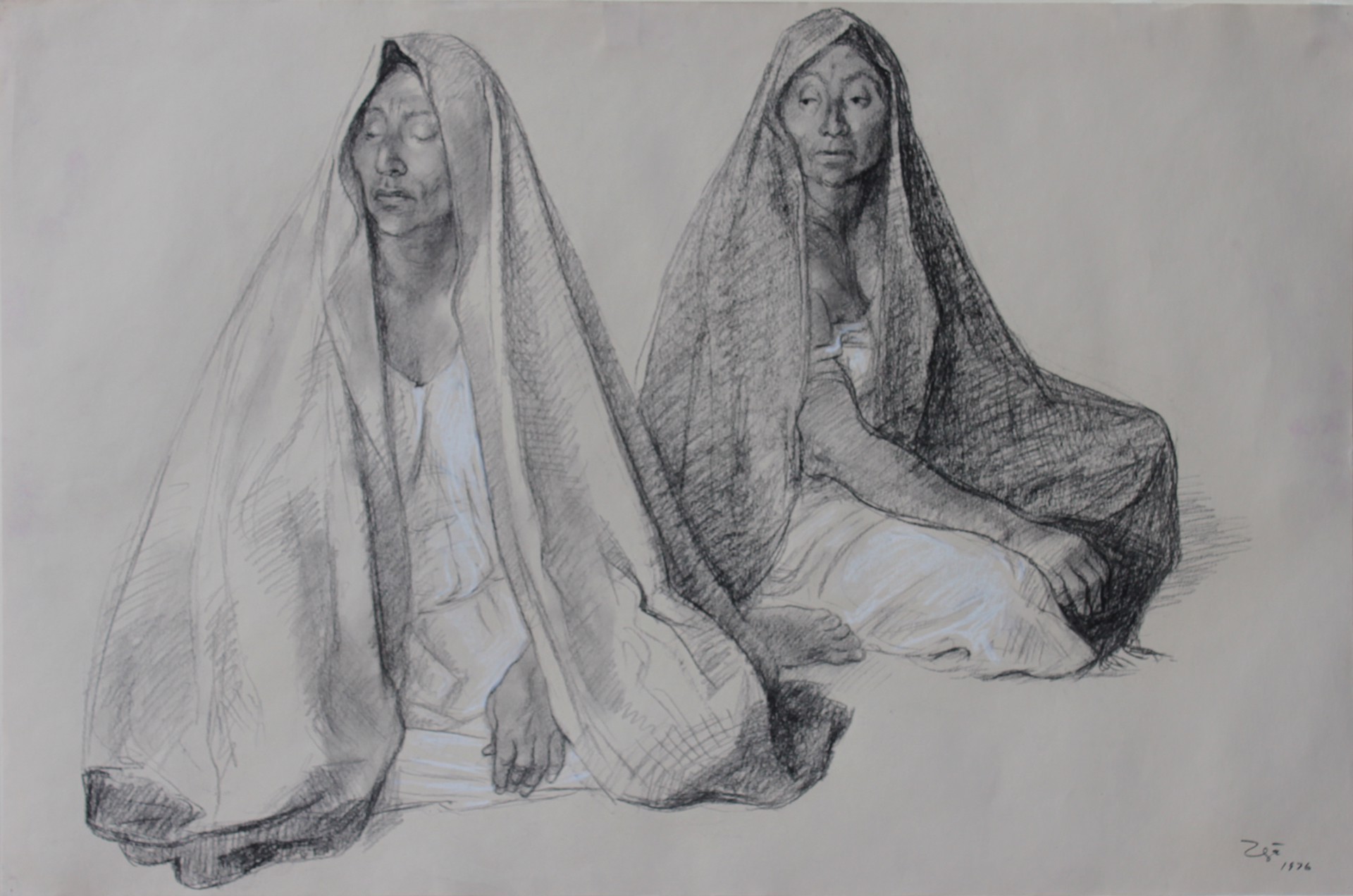 Dos Mujeres Sentadas con Rebozo by Francisco Zuniga