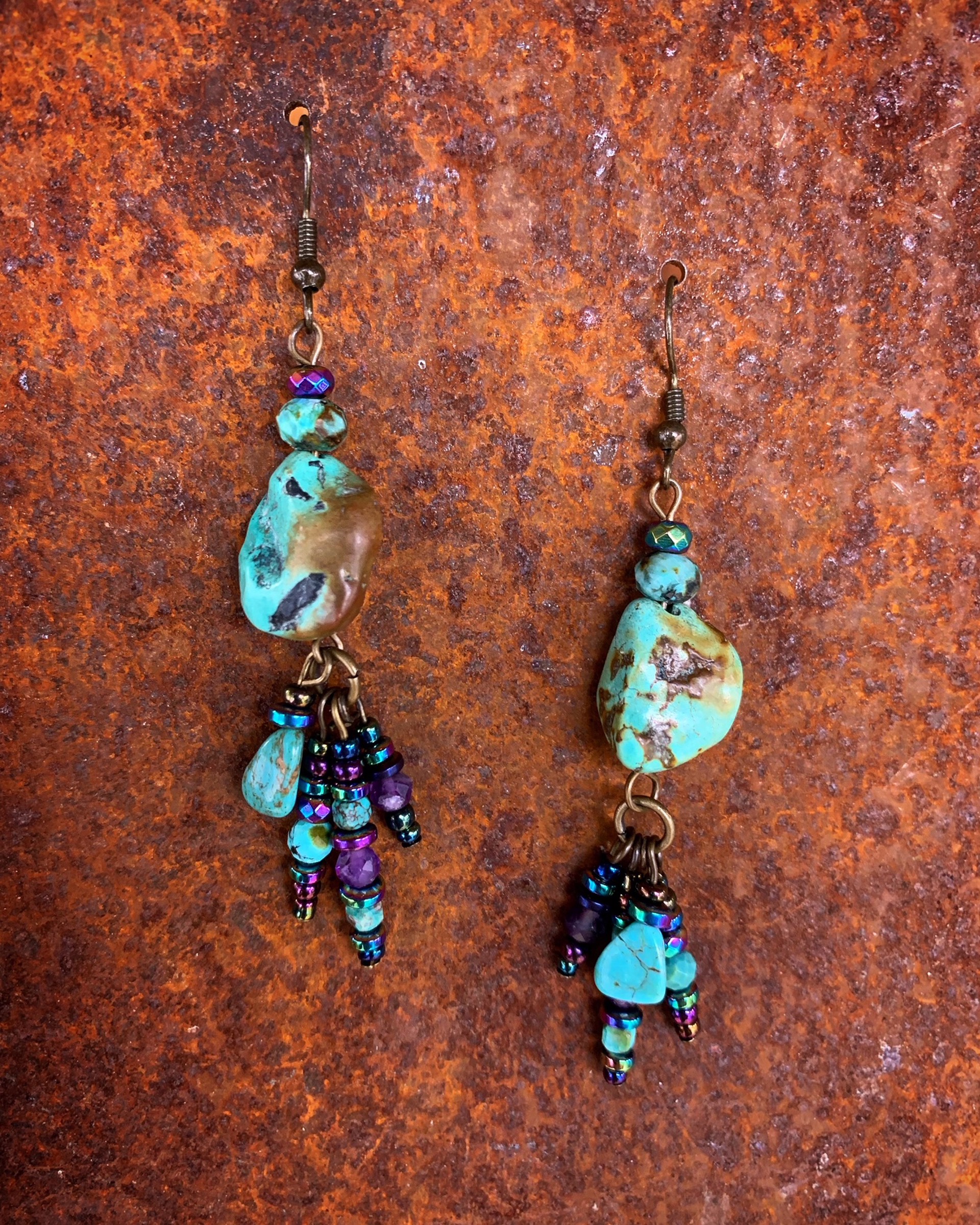 K770 Turquoise and Amethyst Earrings by Kelly Ormsby