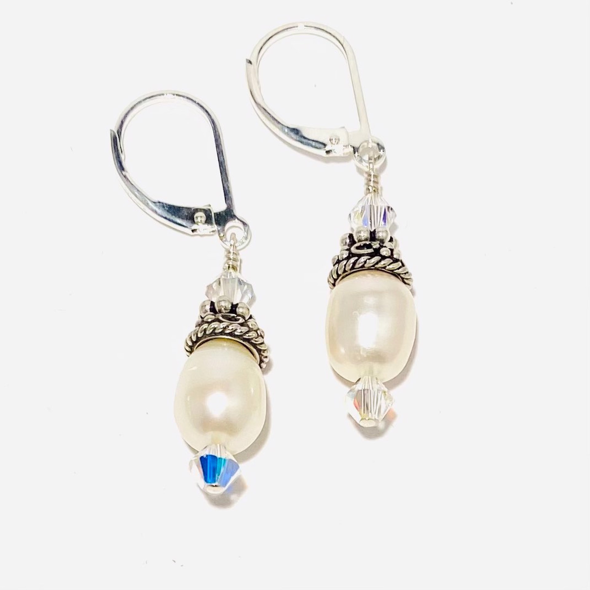 SHOSH22-75 Pearl Swarovski Crystal Earrings by Shoshannah Weinisch