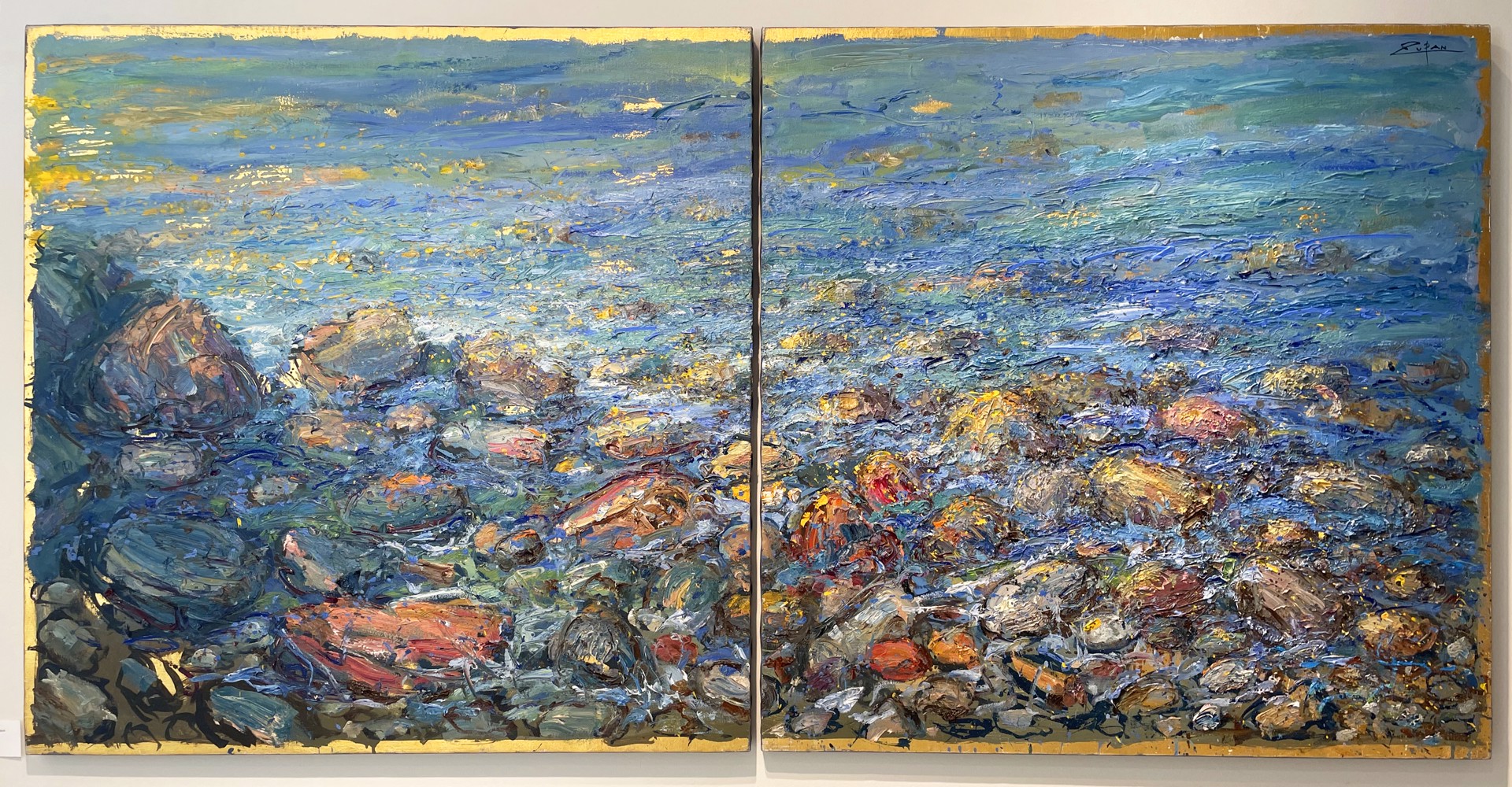 Rocks and Sea, Diptych by Bruno Zupan