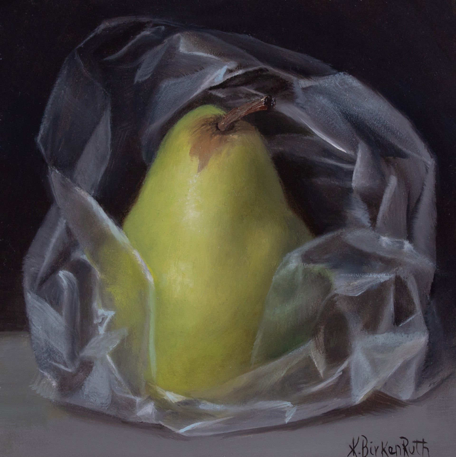 Pear Wrapped in Plastic by Kelly Birkenruth
