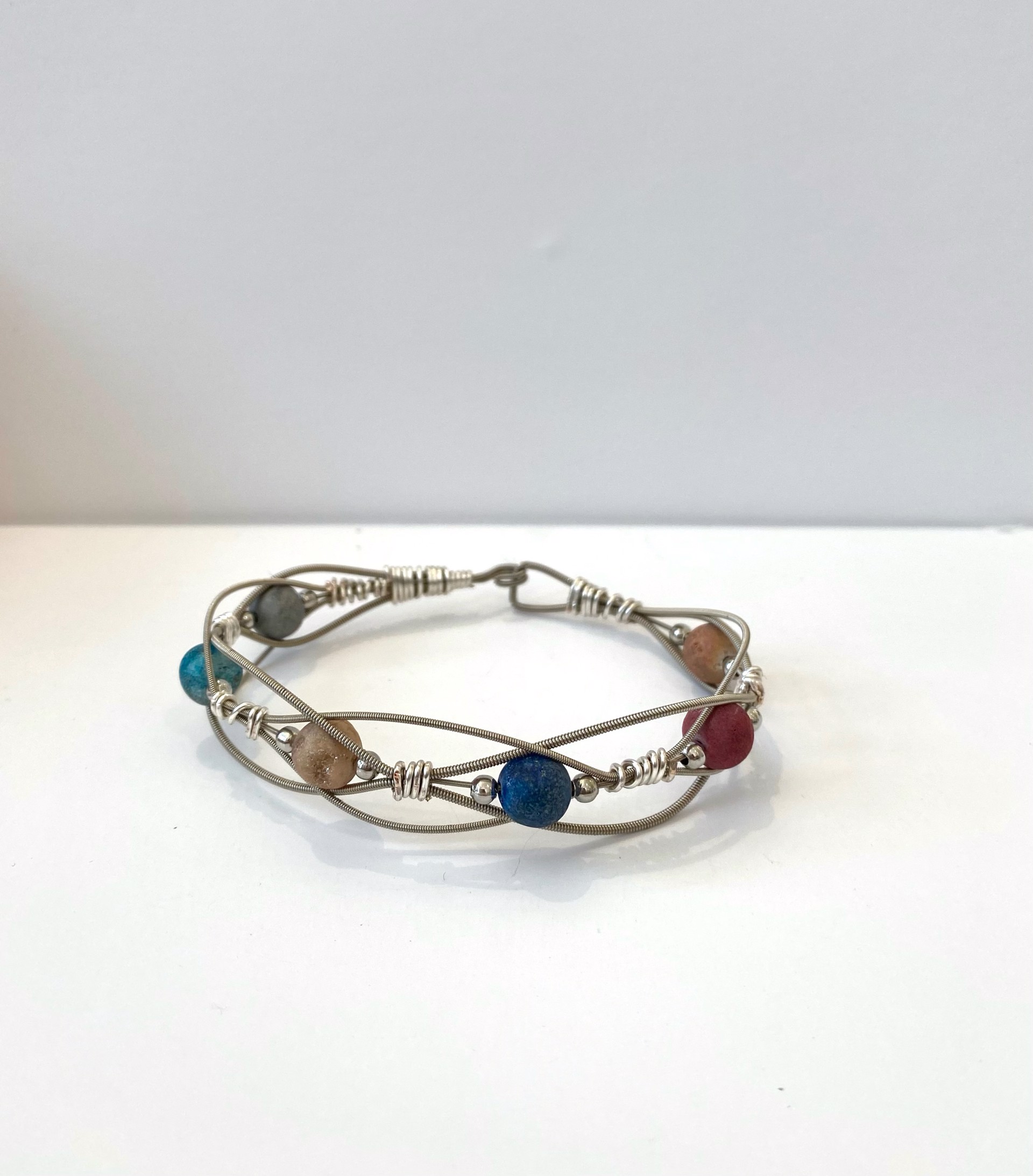 Guitar String Bracelet Multi-Color Crystals by String Thing Designs