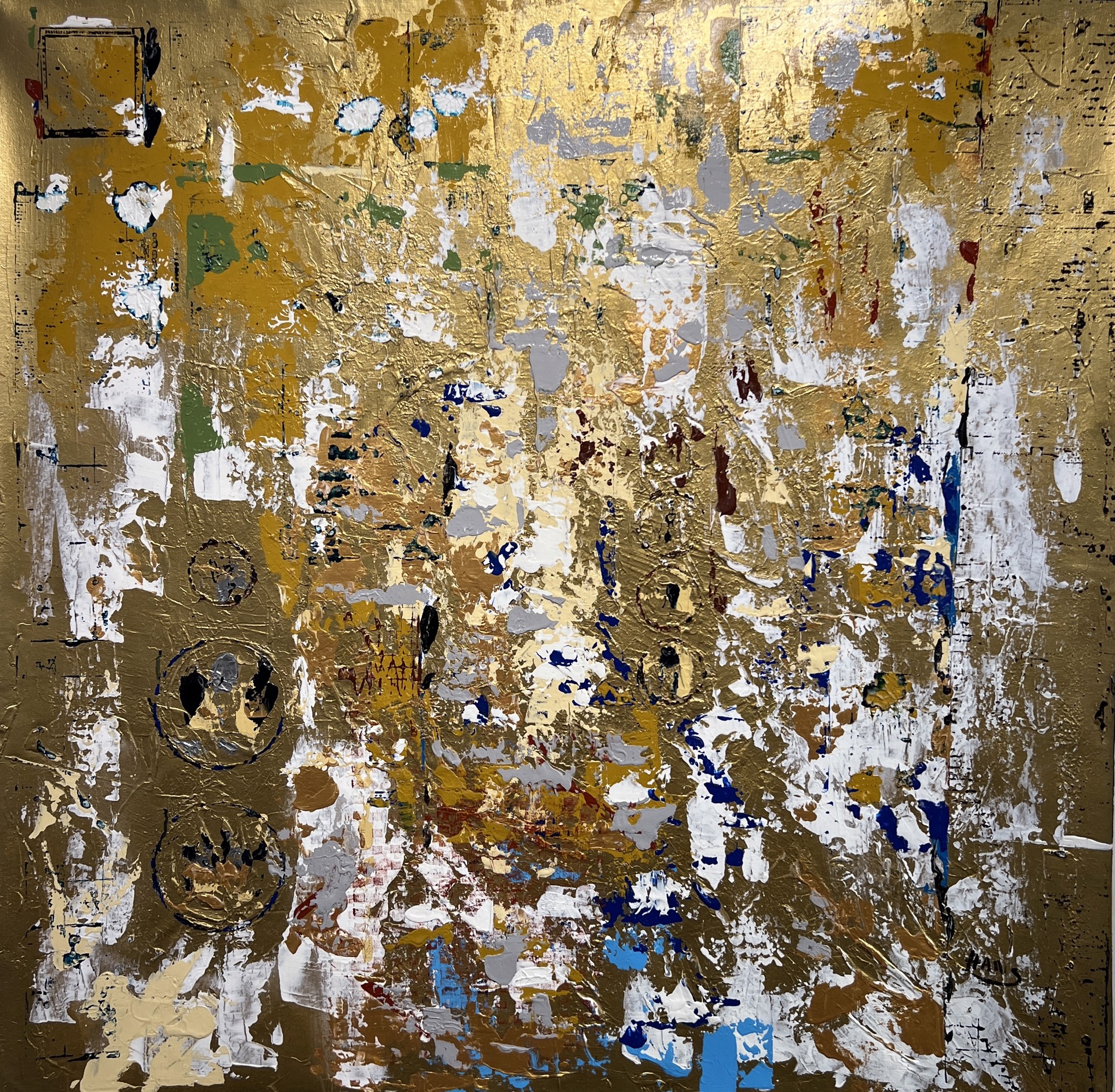 TEXTURED ABSTRACT IN GOLD by HANS BARRERA