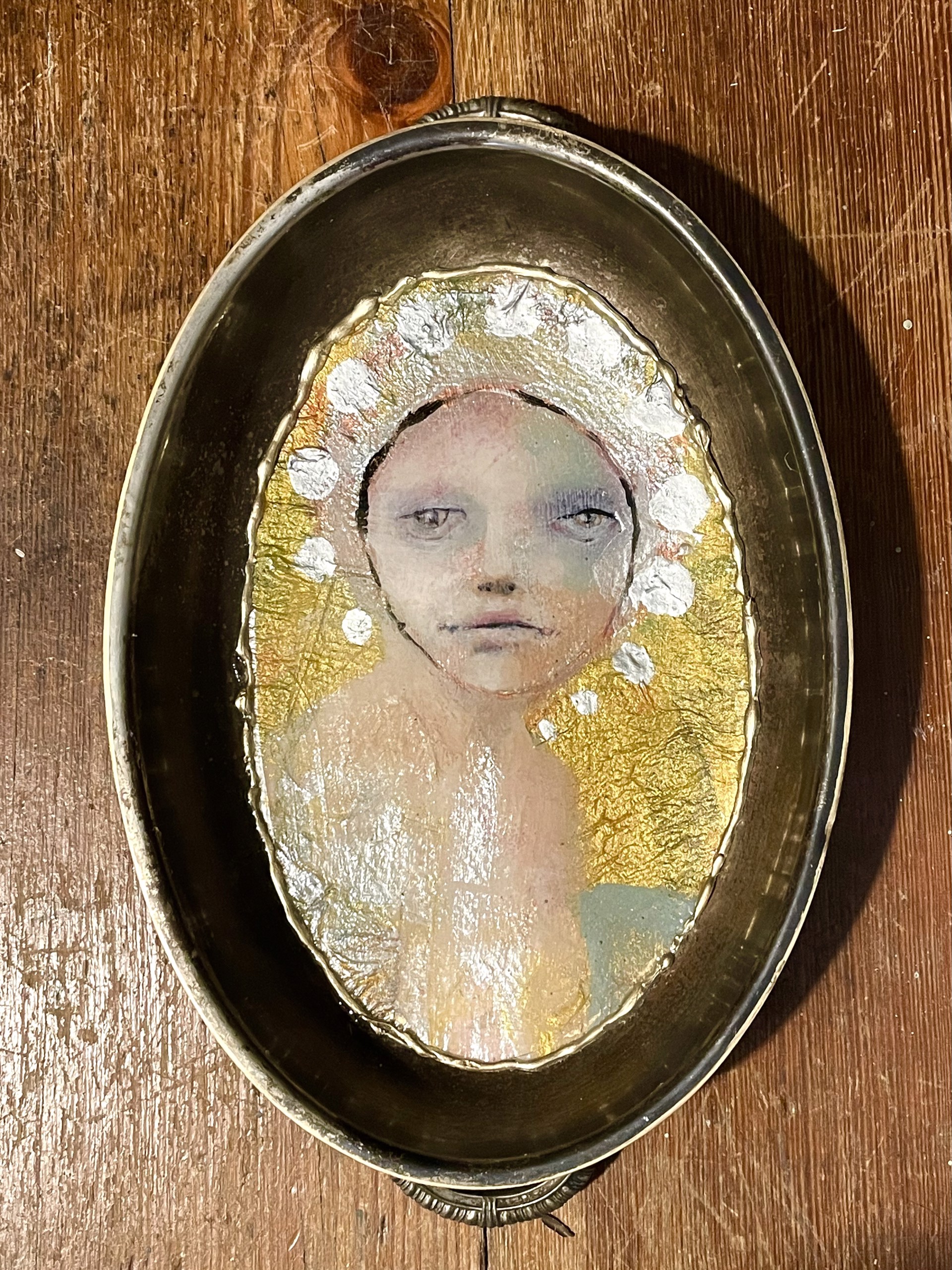 Yellow Girl in Tarnished Bowl by Shellie Lewis Crisp