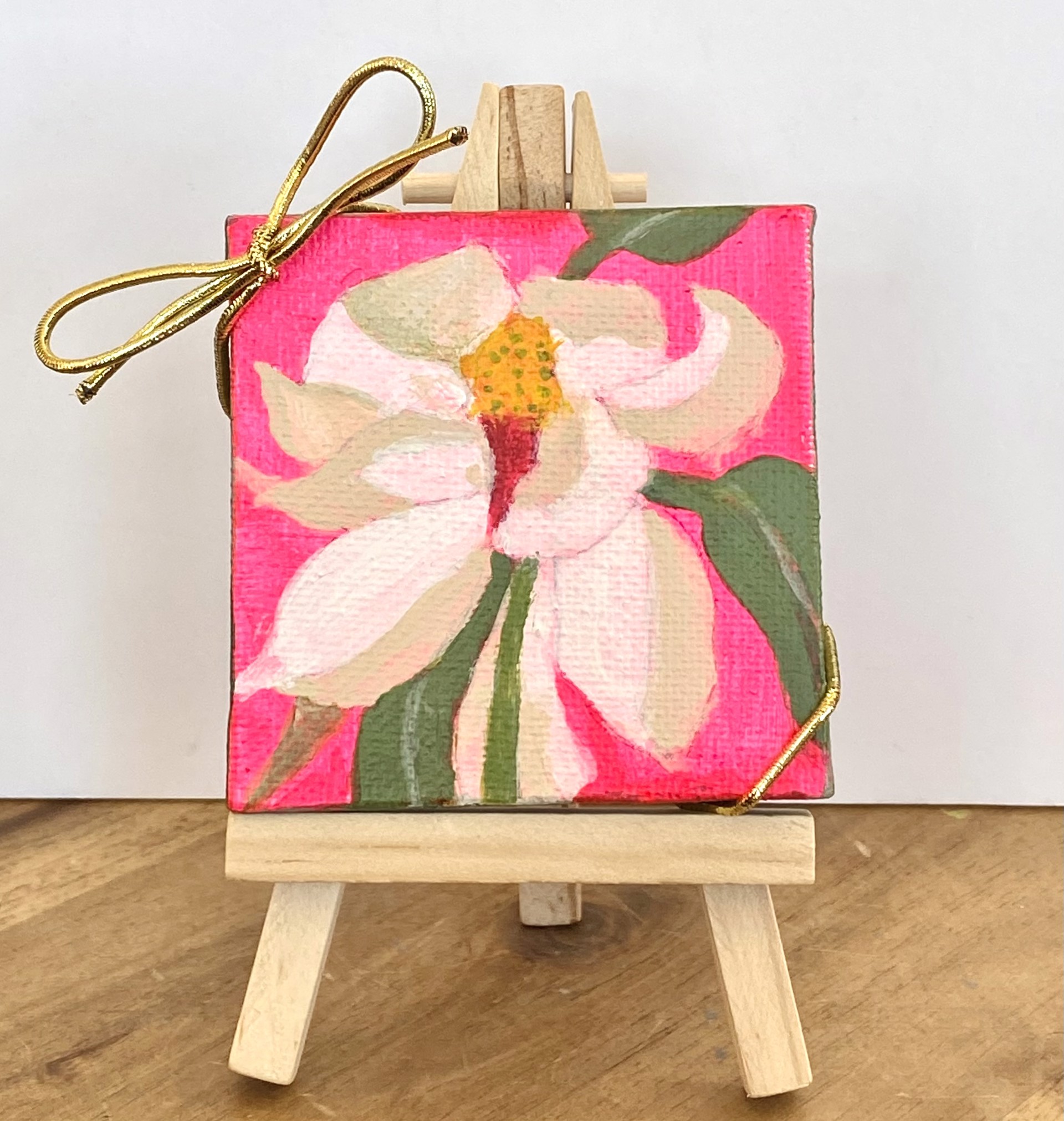 Pink Magnolia Mini Painting #4 by Elke Briuer