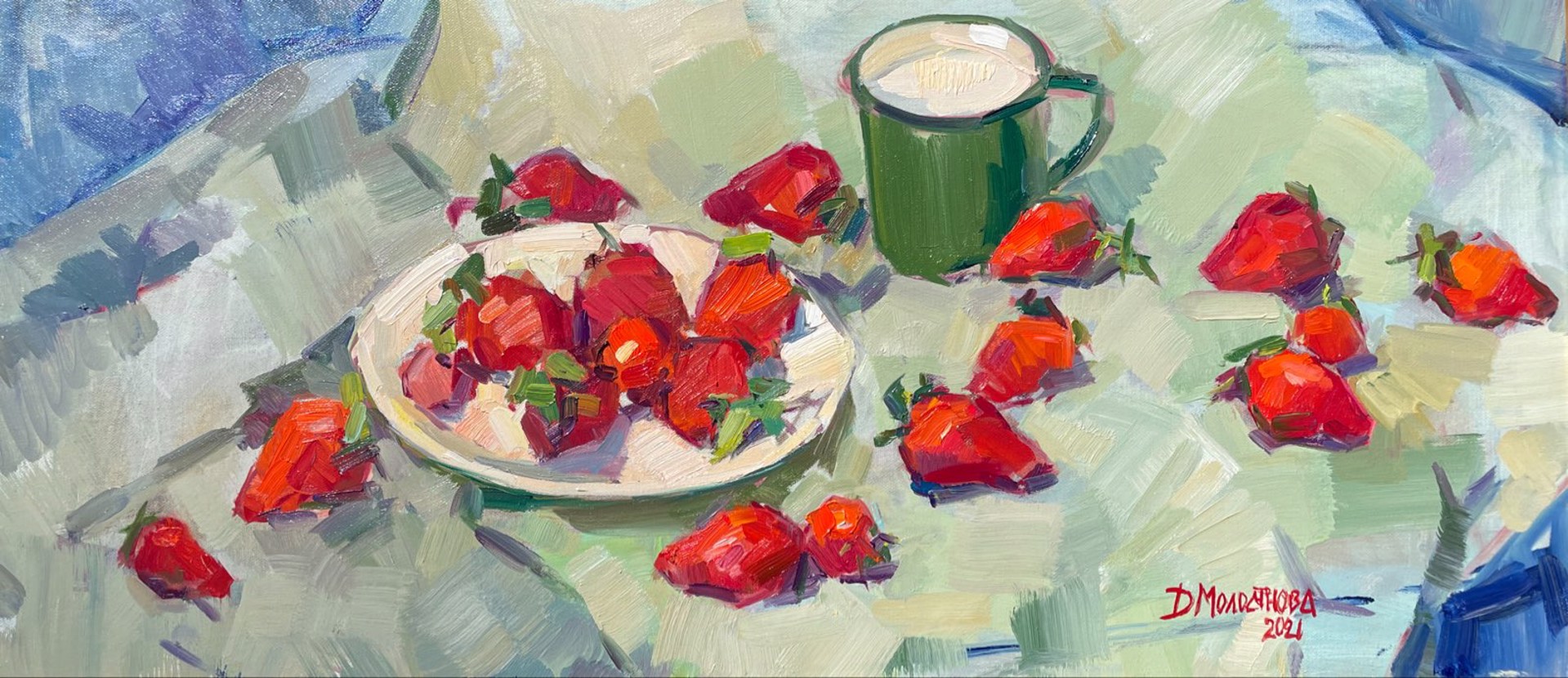 Milk & Strawberries by Daria Molostnova