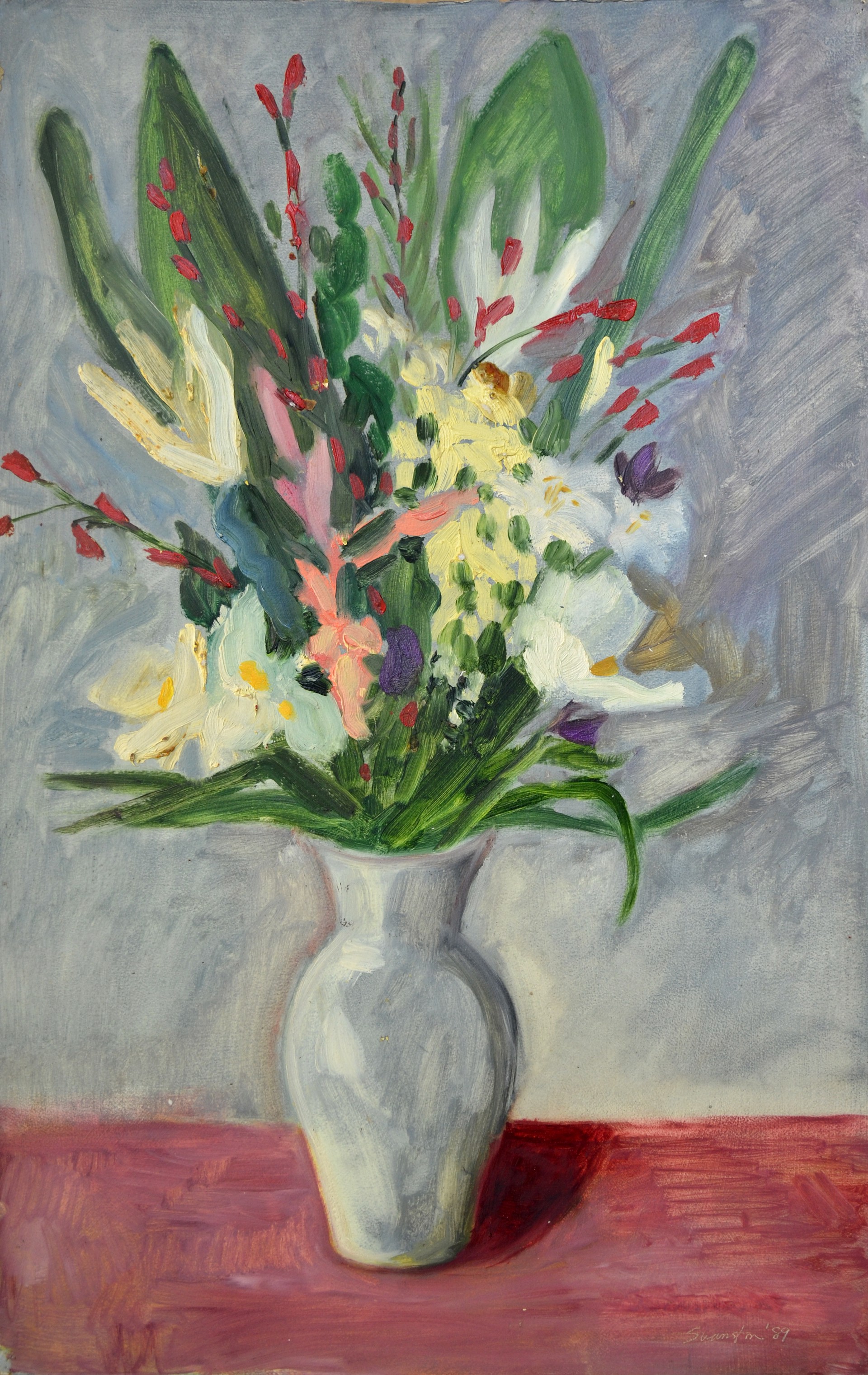 FULL BLOOMS WHITE VASE GLADS by Gail Foster