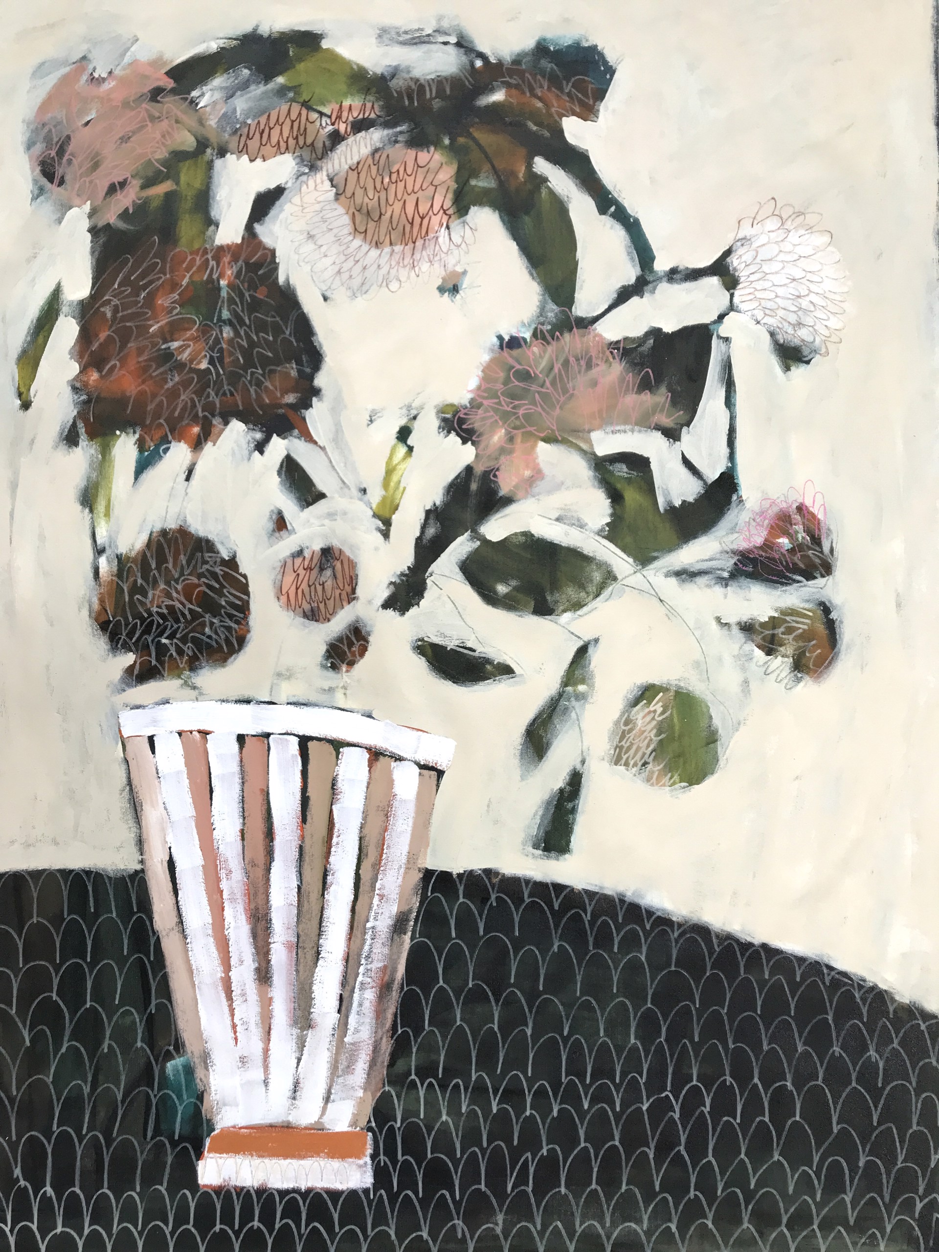 Flowers in White Vase by Rachael Van Dyke