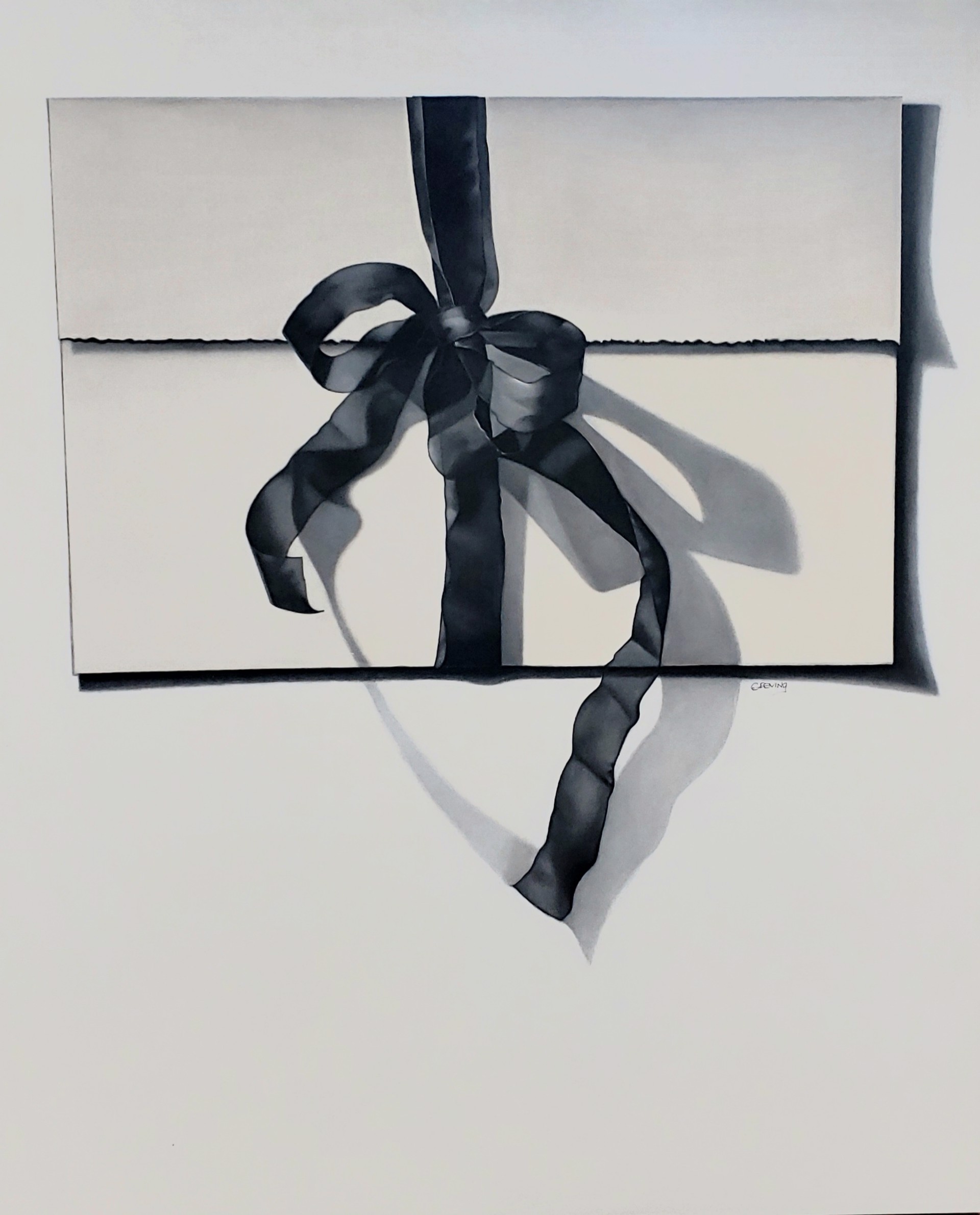 White Envelope with Black Ribbon by Barbara Greving