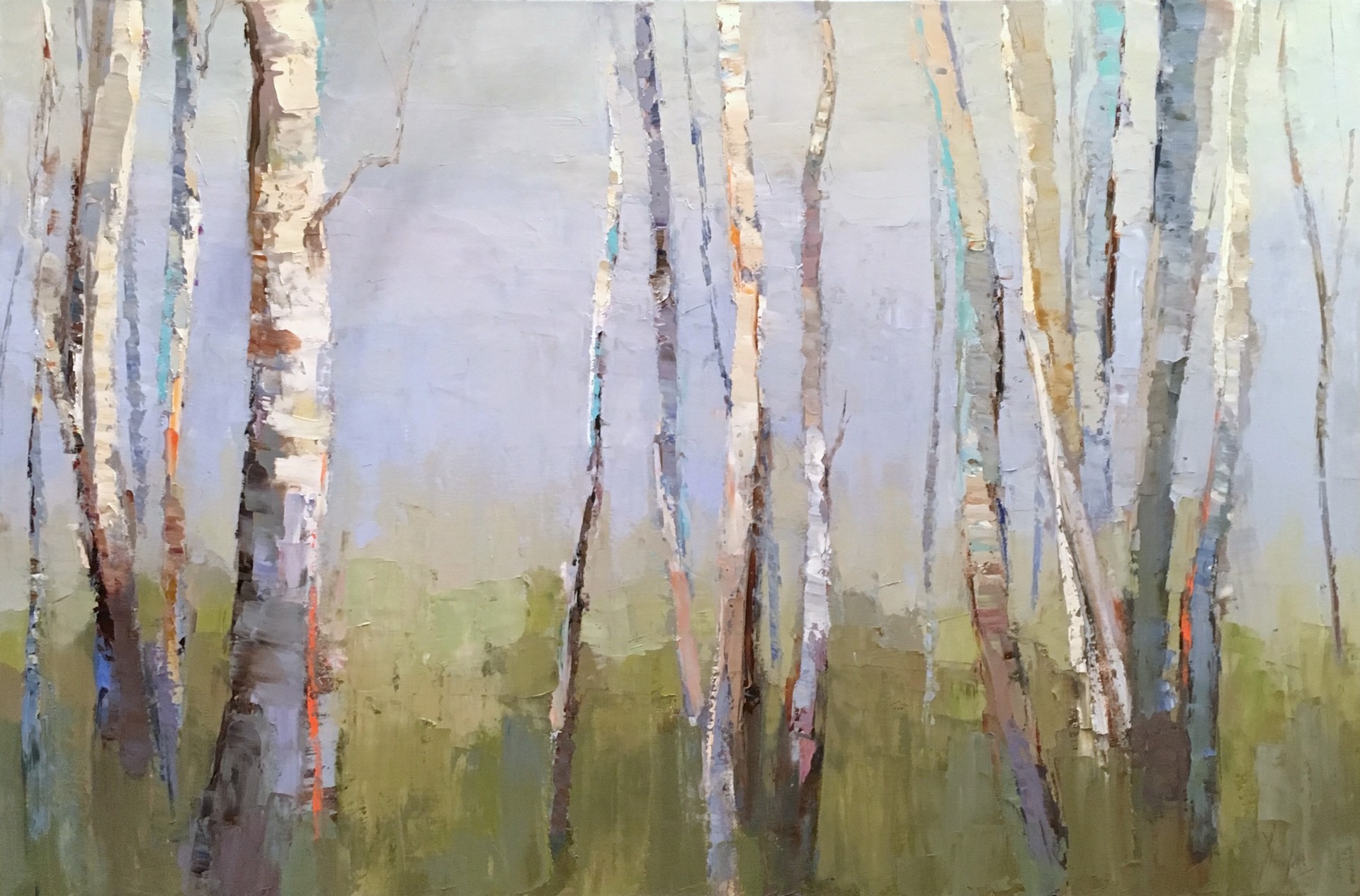 Birch With Blue Sky by Barbara Flowers
