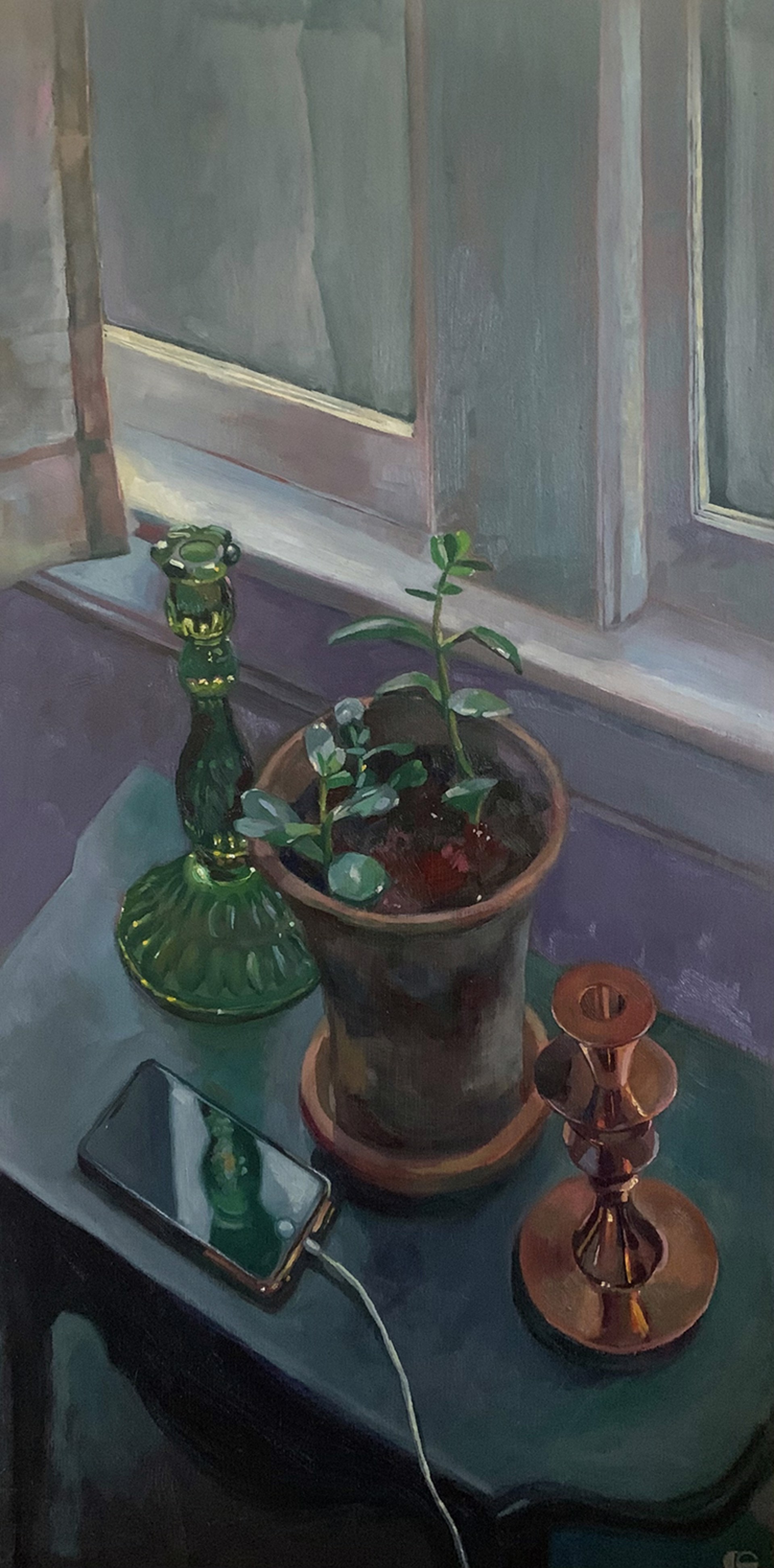Candlesticks, Jade and Phone by Carl Grauer