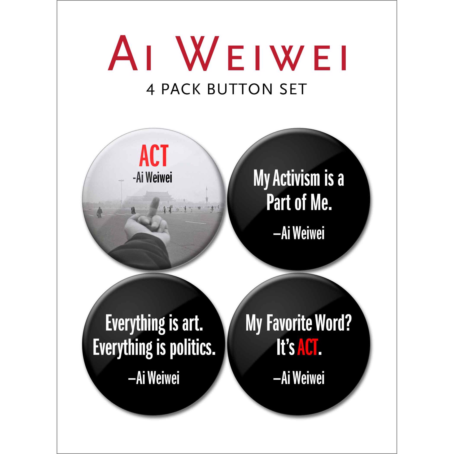 Friends of Ai Weiwei 2.25 inch Button 4-Pack by Ai Weiwei